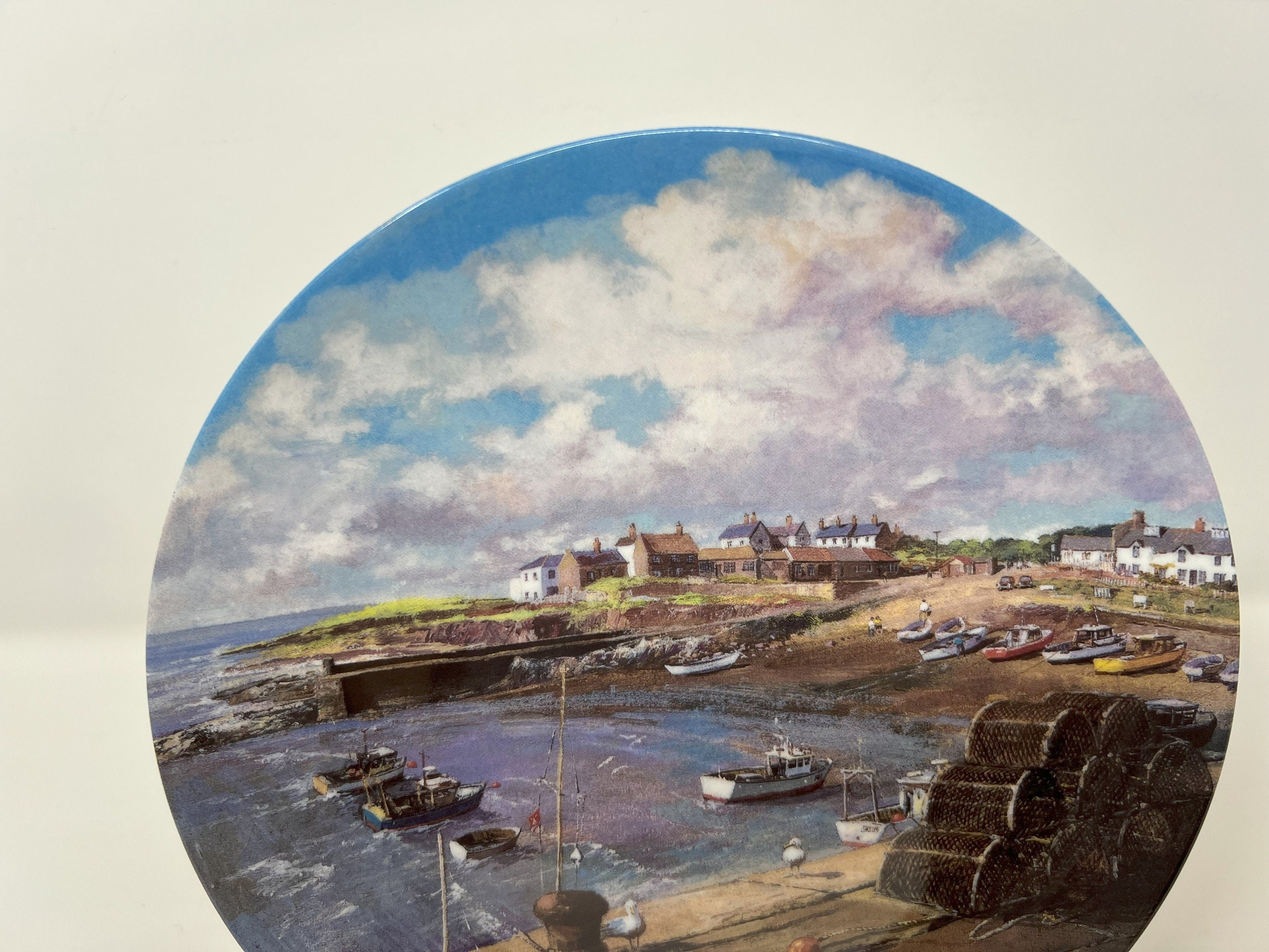 Vintage Wedgwood Bone China Plate, Danbury Mint Craster Harbour, Clive Madgwick Art