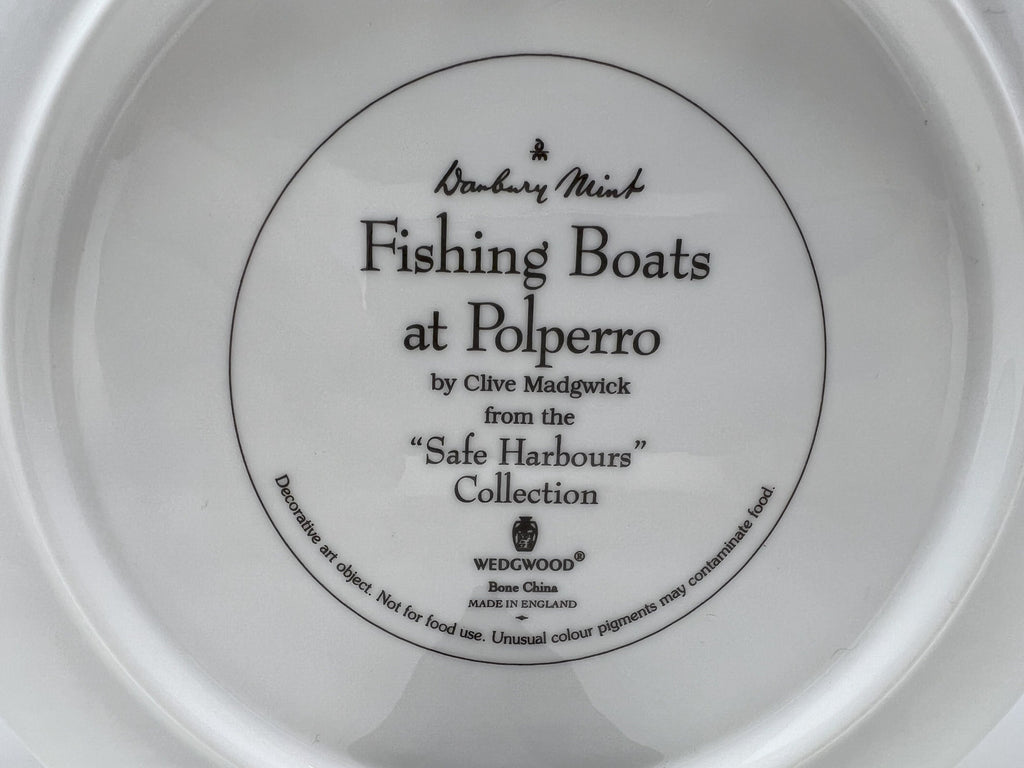 Wedgwood Bone China Plate – Fishing Boats at Polperro, British Made