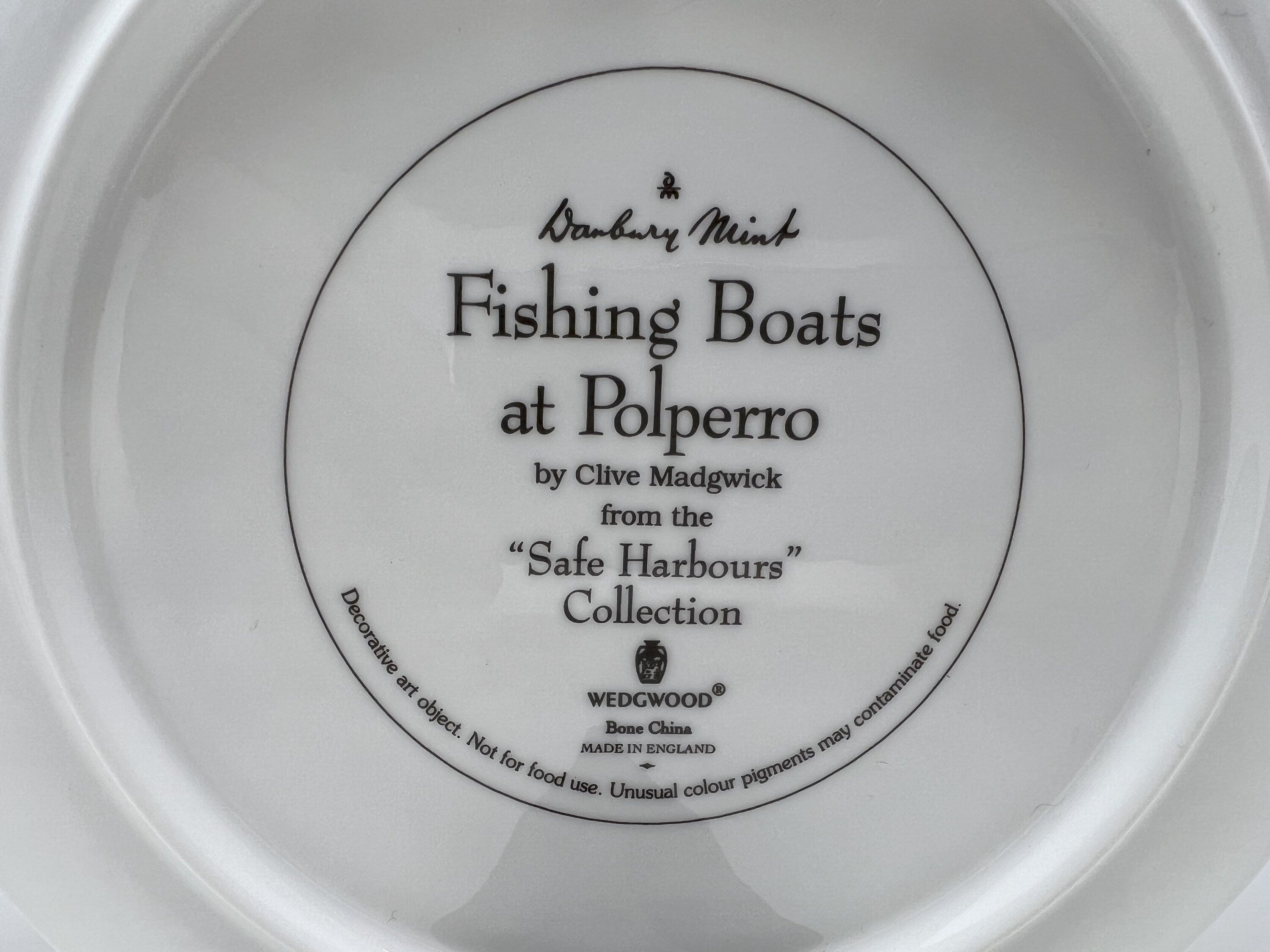 Wedgwood Bone China Plate – Fishing Boats at Polperro, British Made