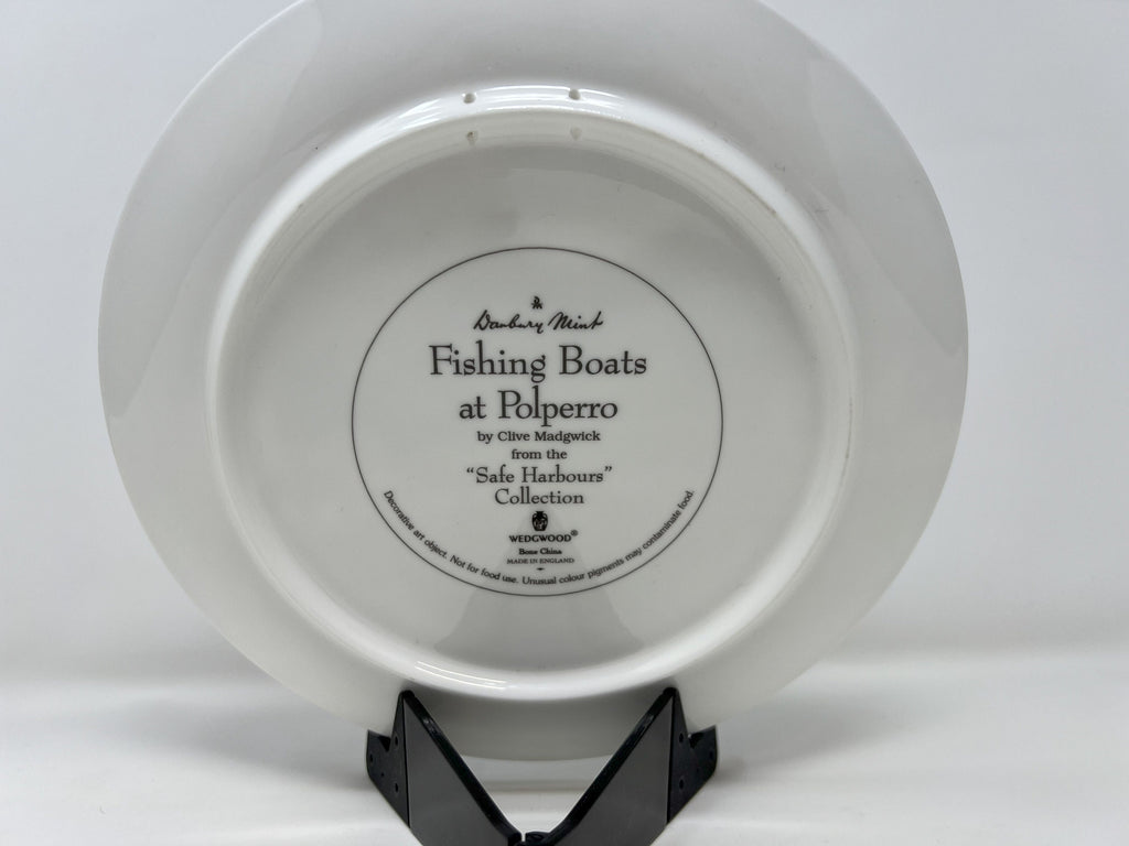 Wedgwood Bone China Plate – Fishing Boats at Polperro, British Made