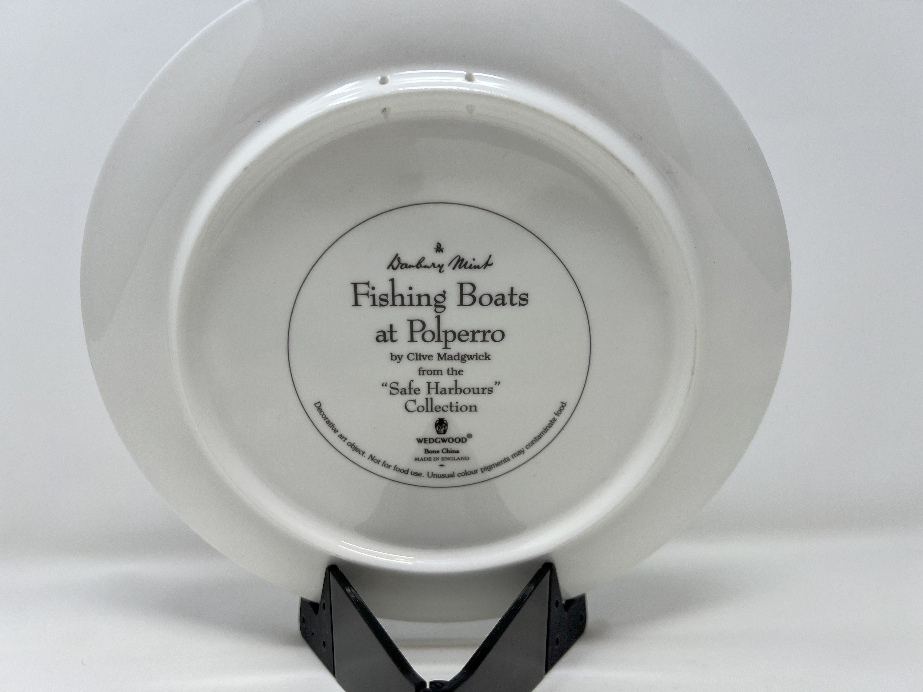 Wedgwood Bone China Plate – Fishing Boats at Polperro, British Made