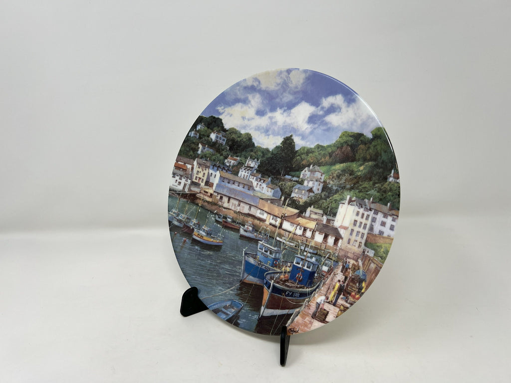 Wedgwood Bone China Plate – Fishing Boats at Polperro, British Made