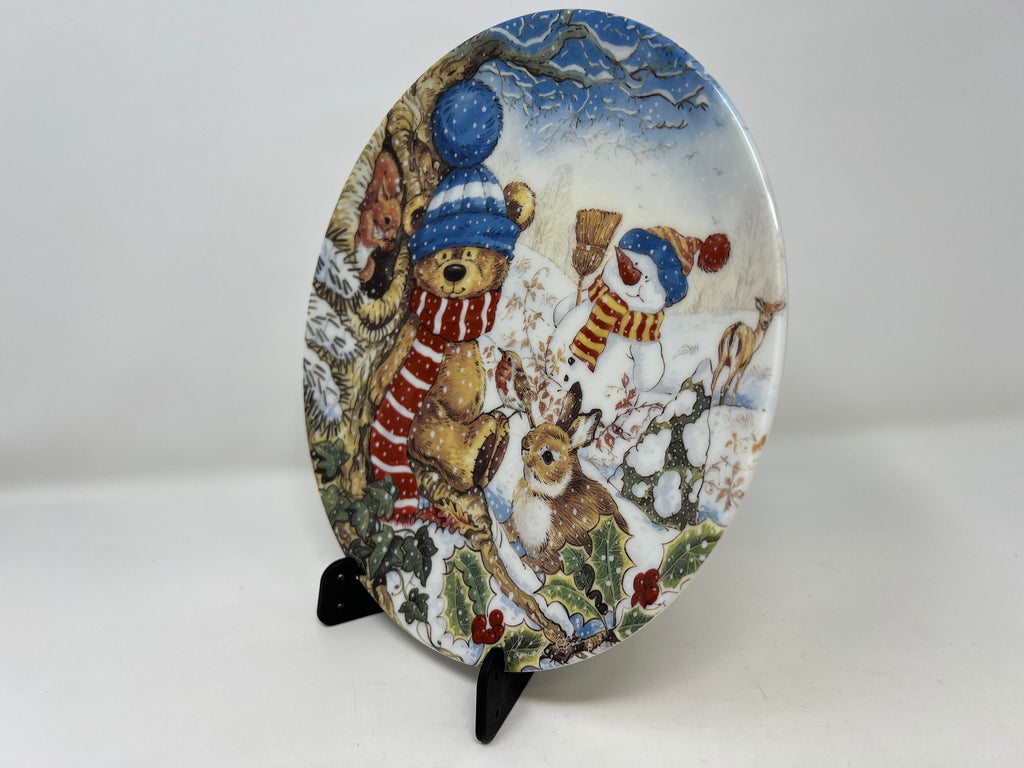 Coalport Teddy Bear Plate, Winter Nursery Decor, Fine Bone China