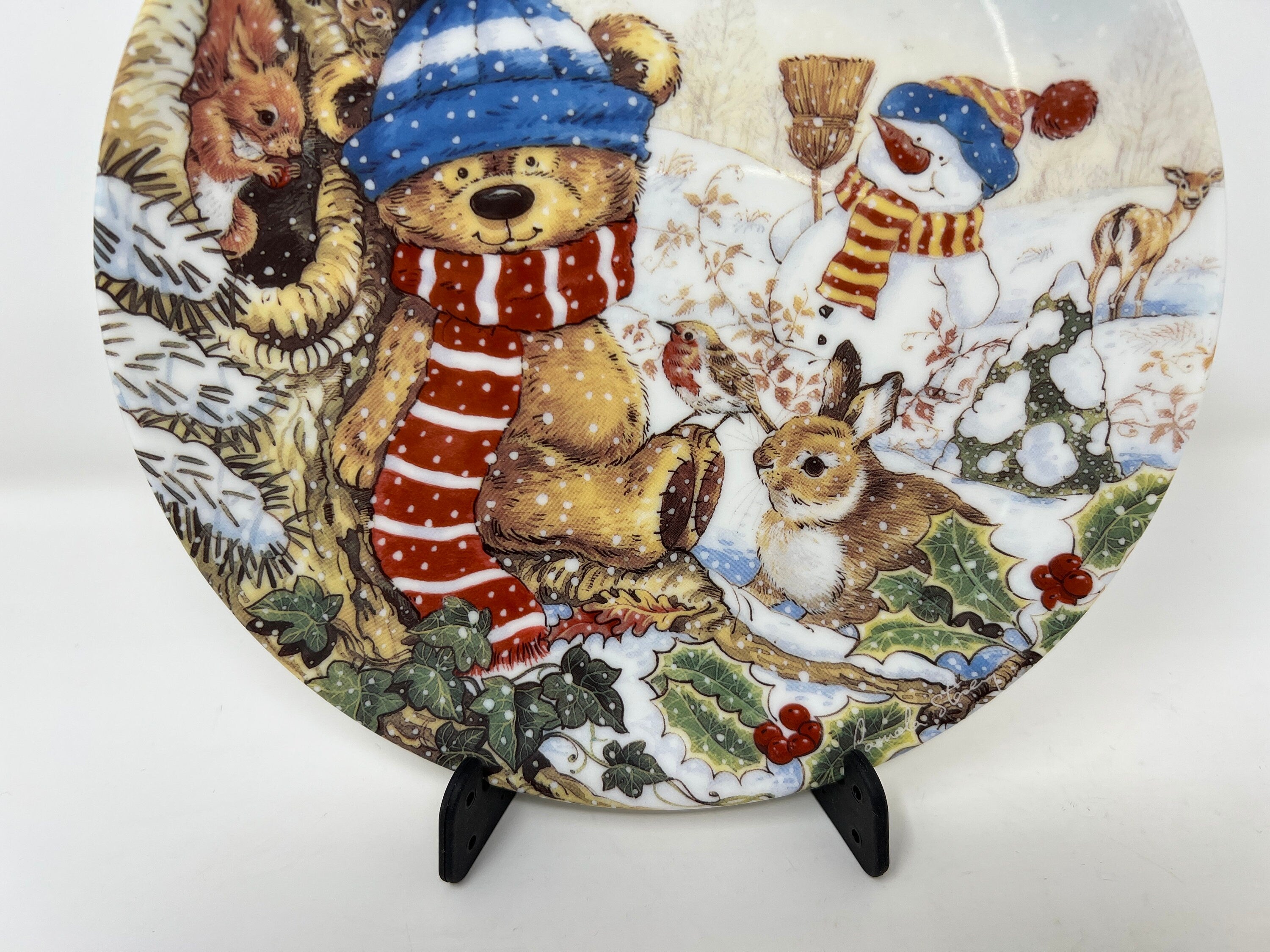 Coalport Teddy Bear Plate, Winter Nursery Decor, Fine Bone China