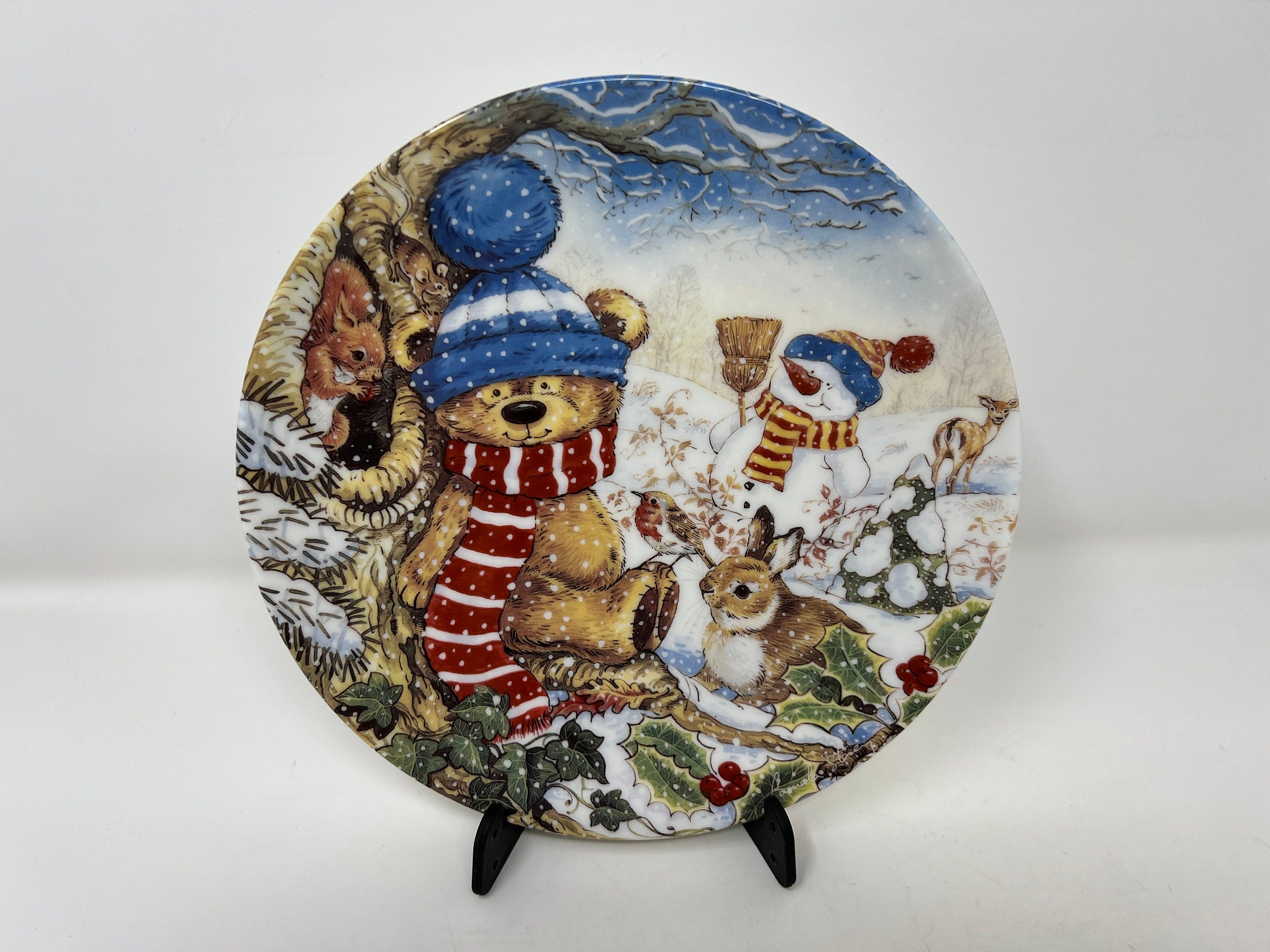 Coalport Teddy Bear Plate, Winter Nursery Decor, Fine Bone China