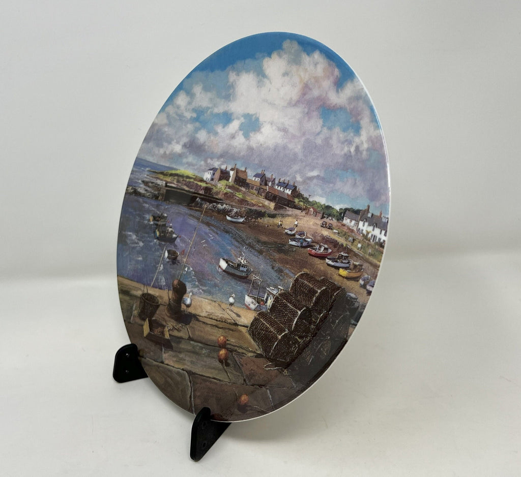 Vintage Wedgwood Bone China Plate, Danbury Mint Craster Harbour, Clive Madgwick Art