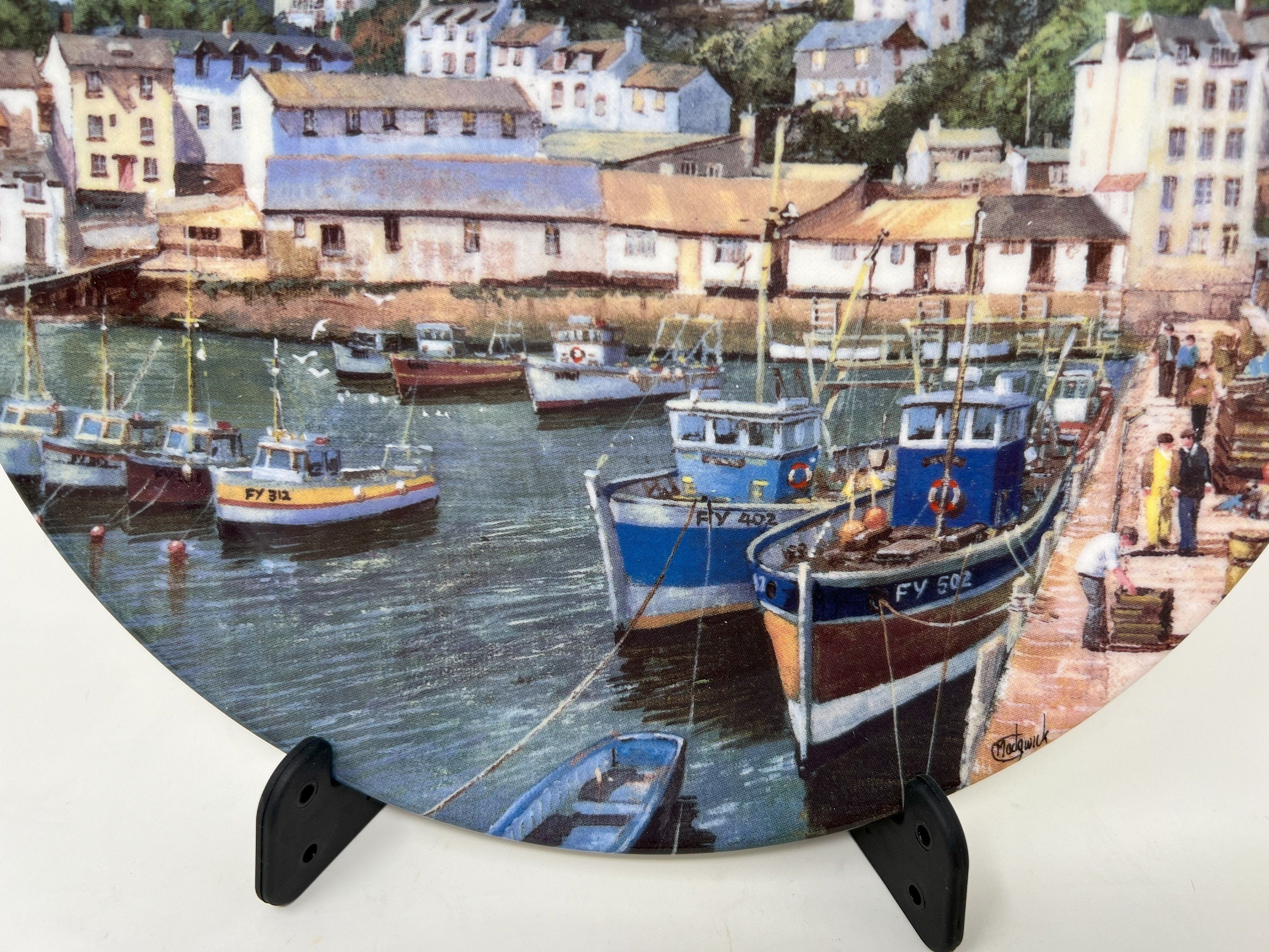 Wedgwood Bone China Plate – Fishing Boats at Polperro, British Made