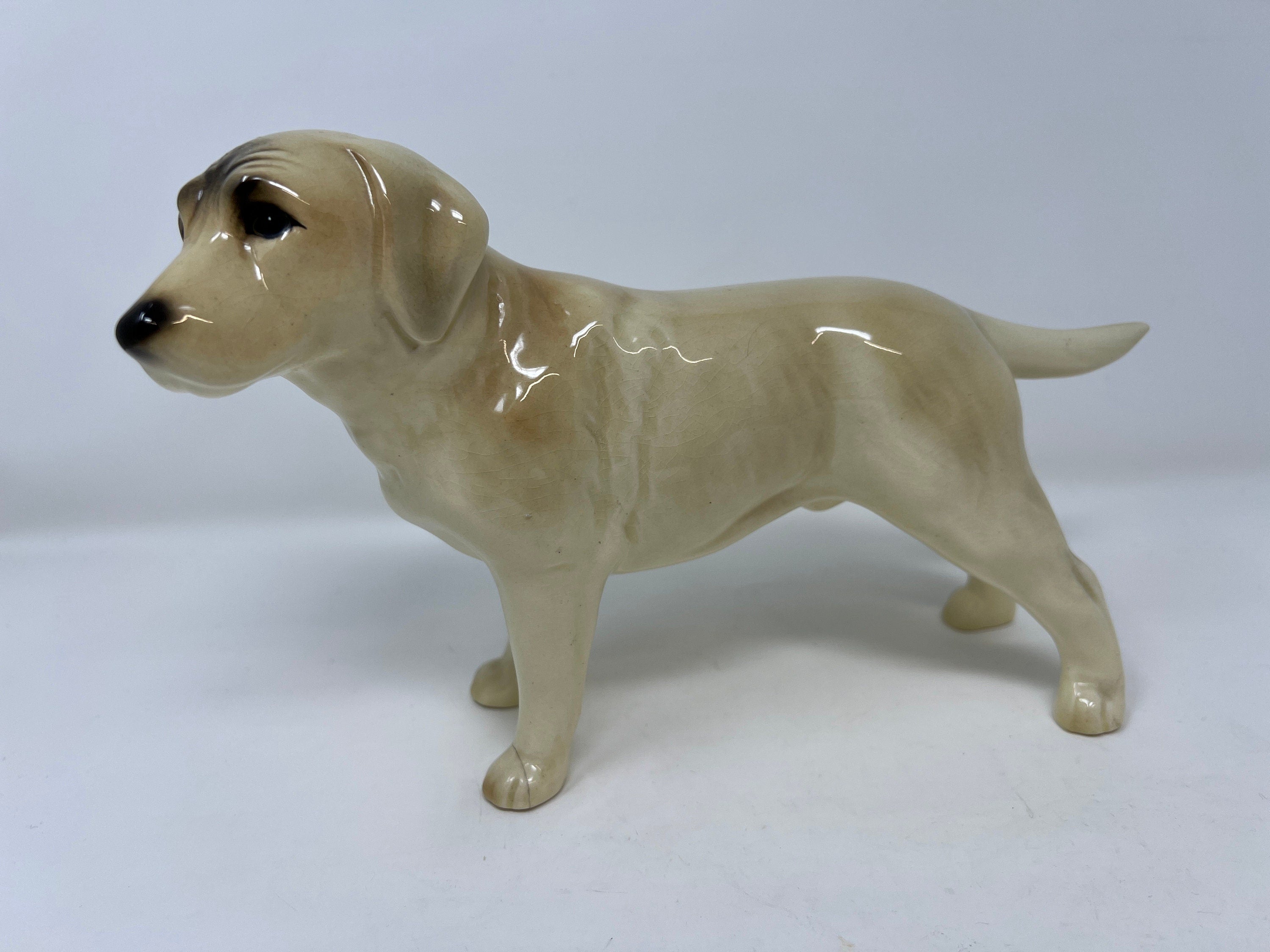 Large Vintage Ceramic Male Golden Labrador Retriever Dog Ornament Figurine