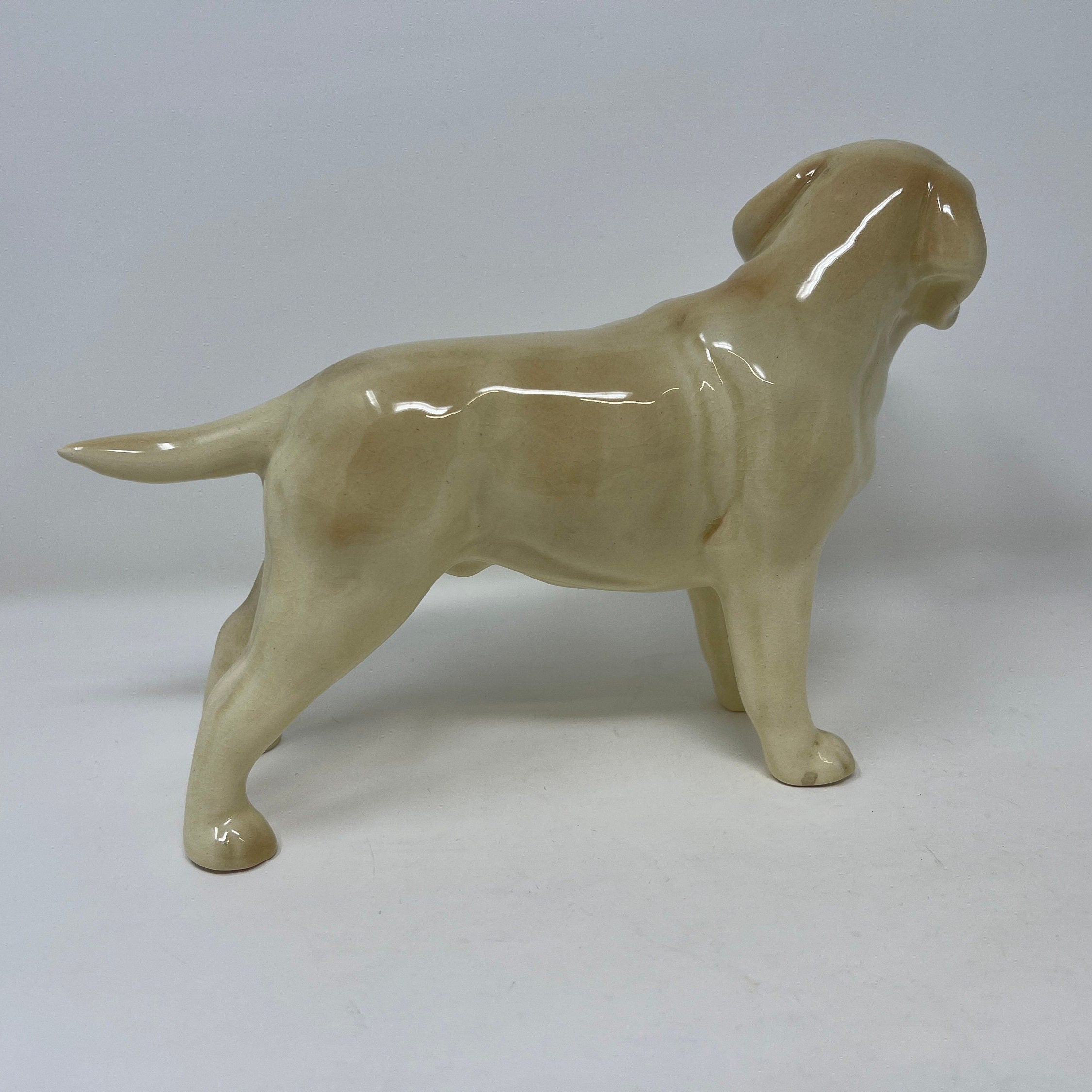 Large Vintage Ceramic Male Golden Labrador Retriever Dog Ornament Figurine