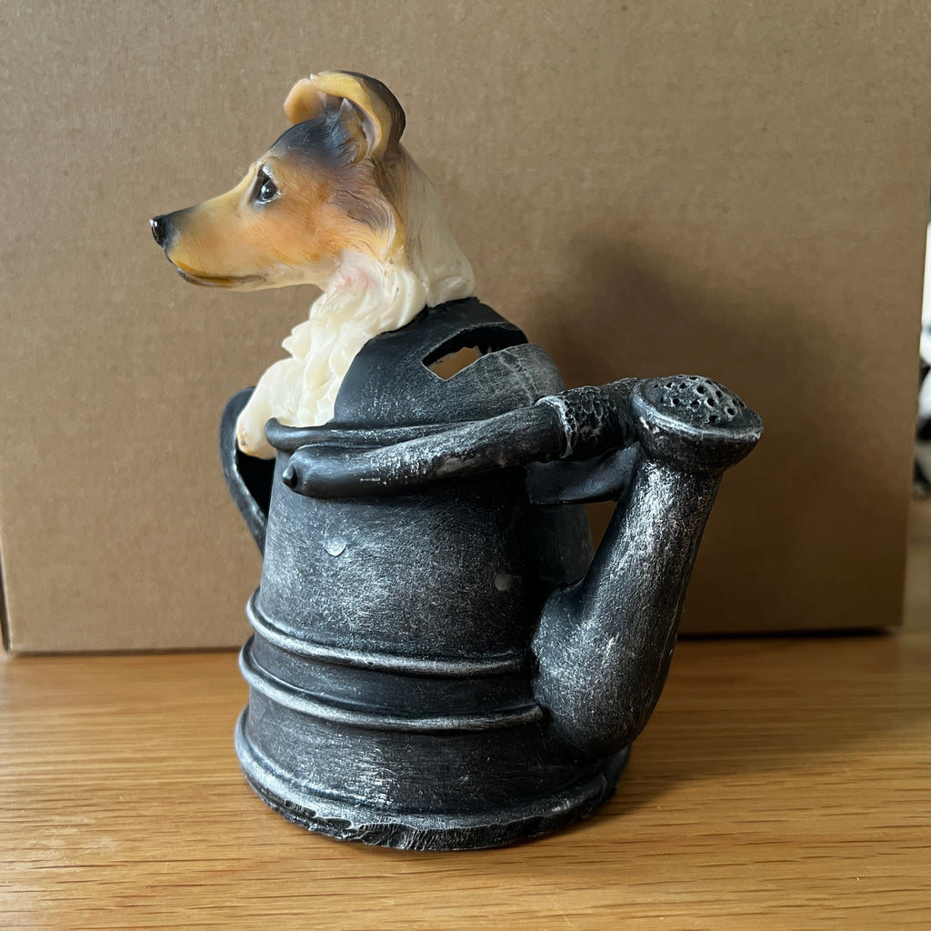Collie Dog Resin Coin Bank, Watering Pail Money Box