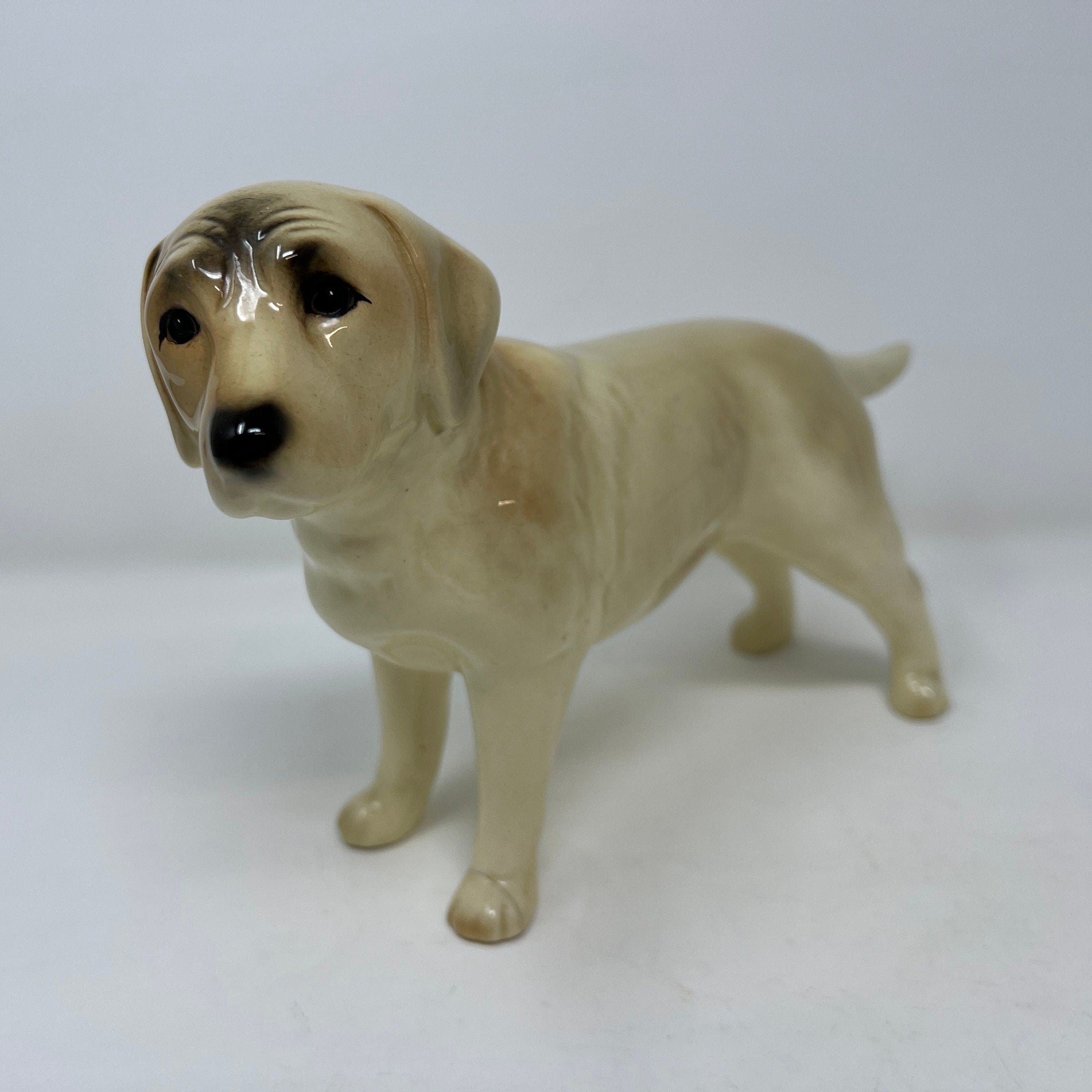 Large Vintage Ceramic Male Golden Labrador Retriever Dog Ornament Figurine