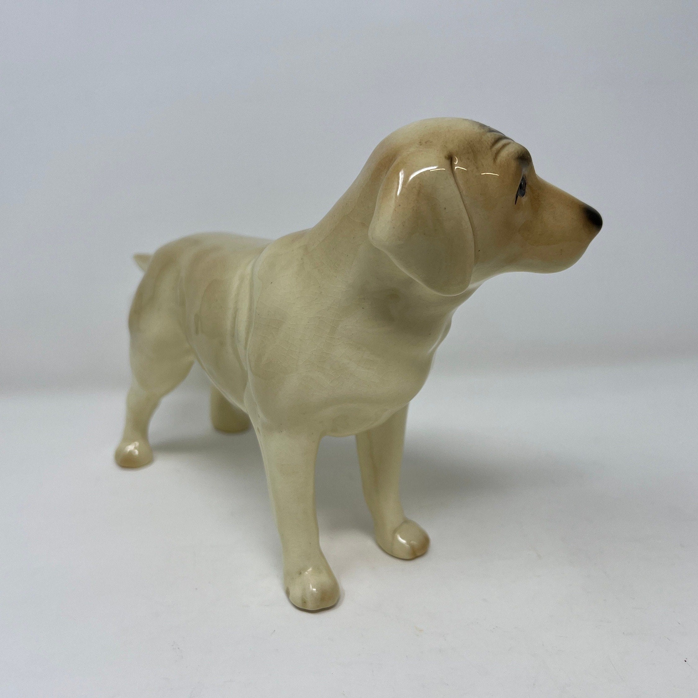 Large Vintage Ceramic Male Golden Labrador Retriever Dog Ornament Figurine