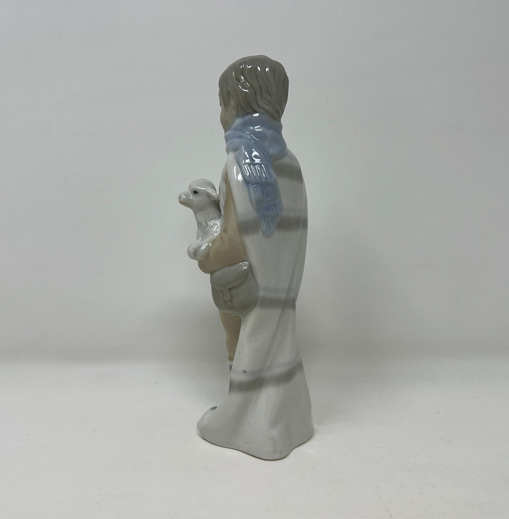 Vintage SANGO Figurine, Boy with Lamb, Spanish Porcelain (8 inch)
