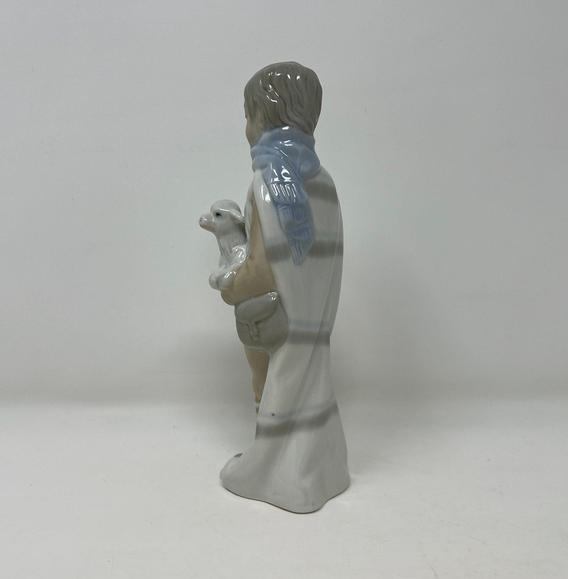 Vintage SANGO Figurine, Boy with Lamb, Spanish Porcelain (8 inch)