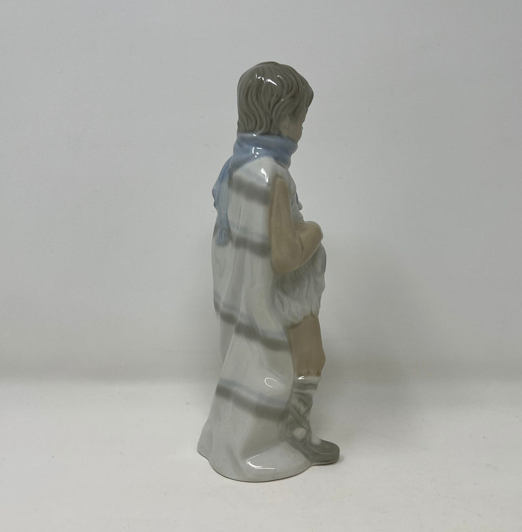 Vintage SANGO Figurine, Boy with Lamb, Spanish Porcelain (8 inch)