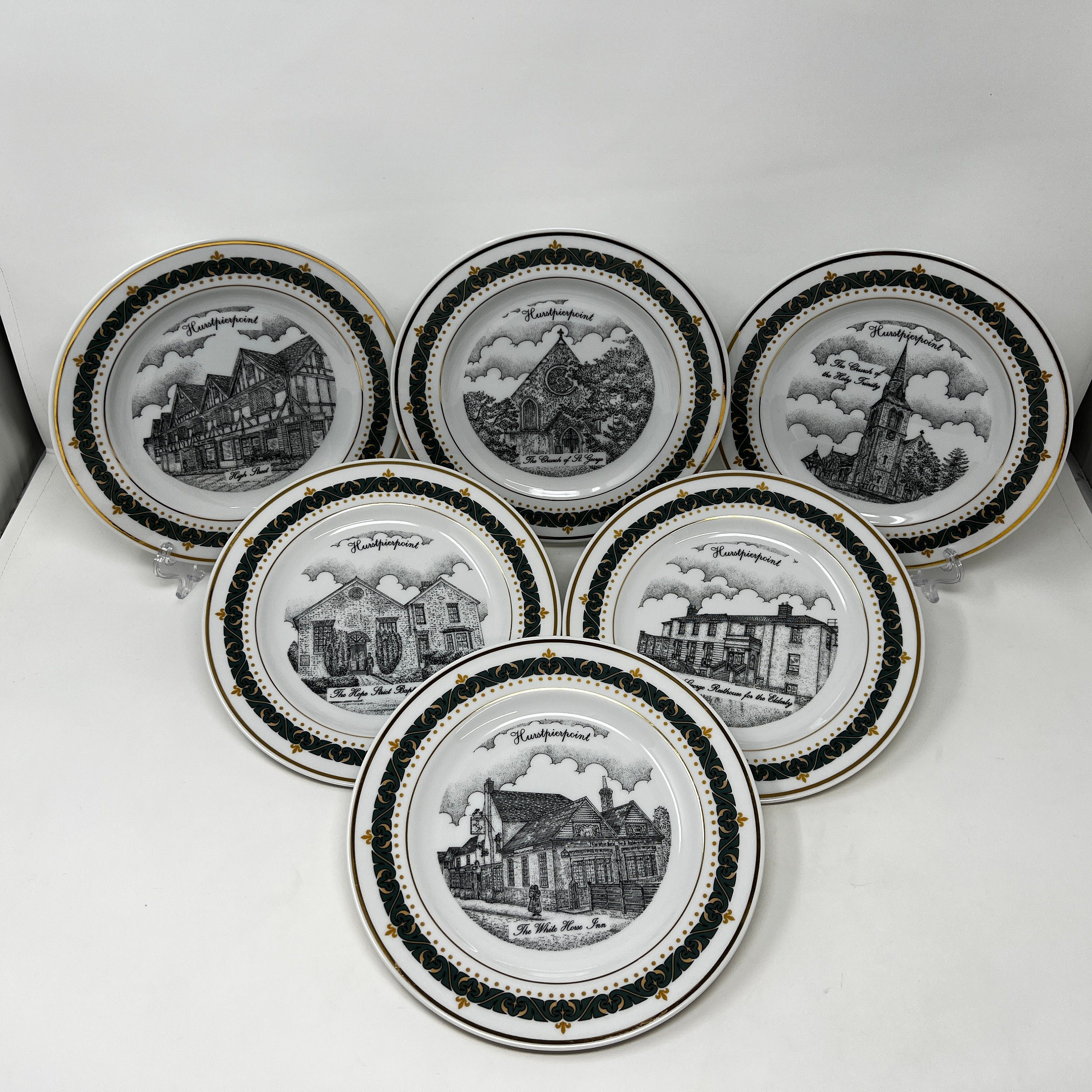 Canterbury Collection Collector Plate, Hurstpierpoint Buildings, 18K Gold Border