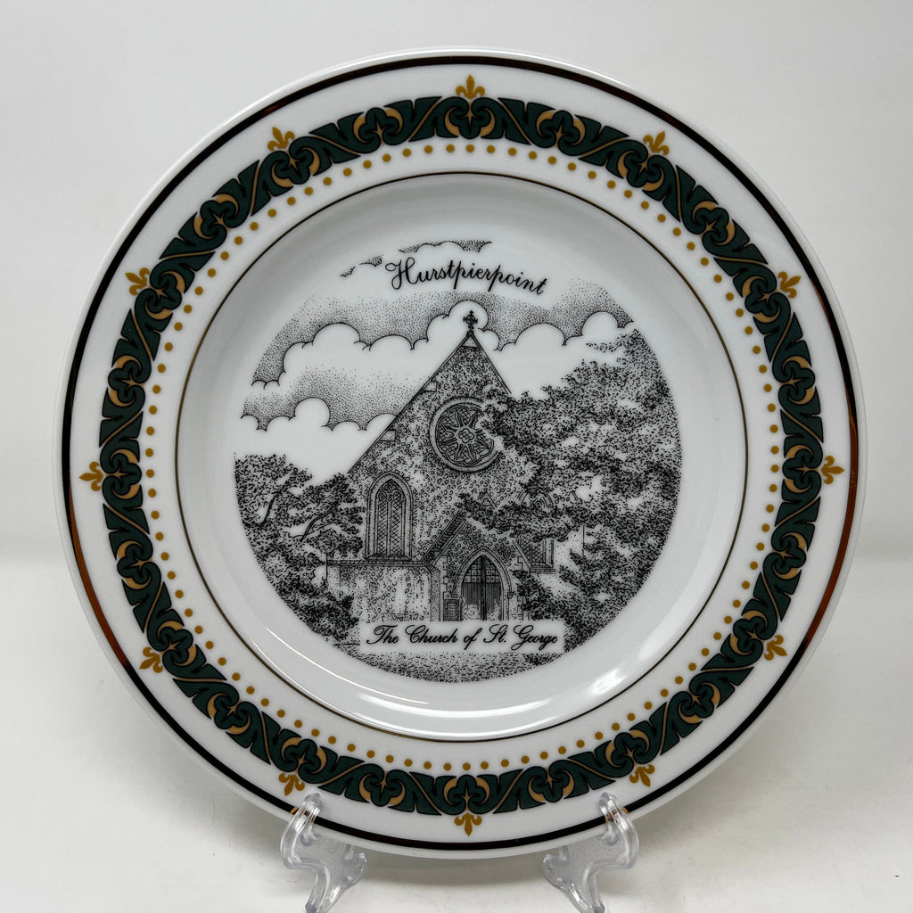 Canterbury Collection Collector Plate, Hurstpierpoint Buildings, 18K Gold Border