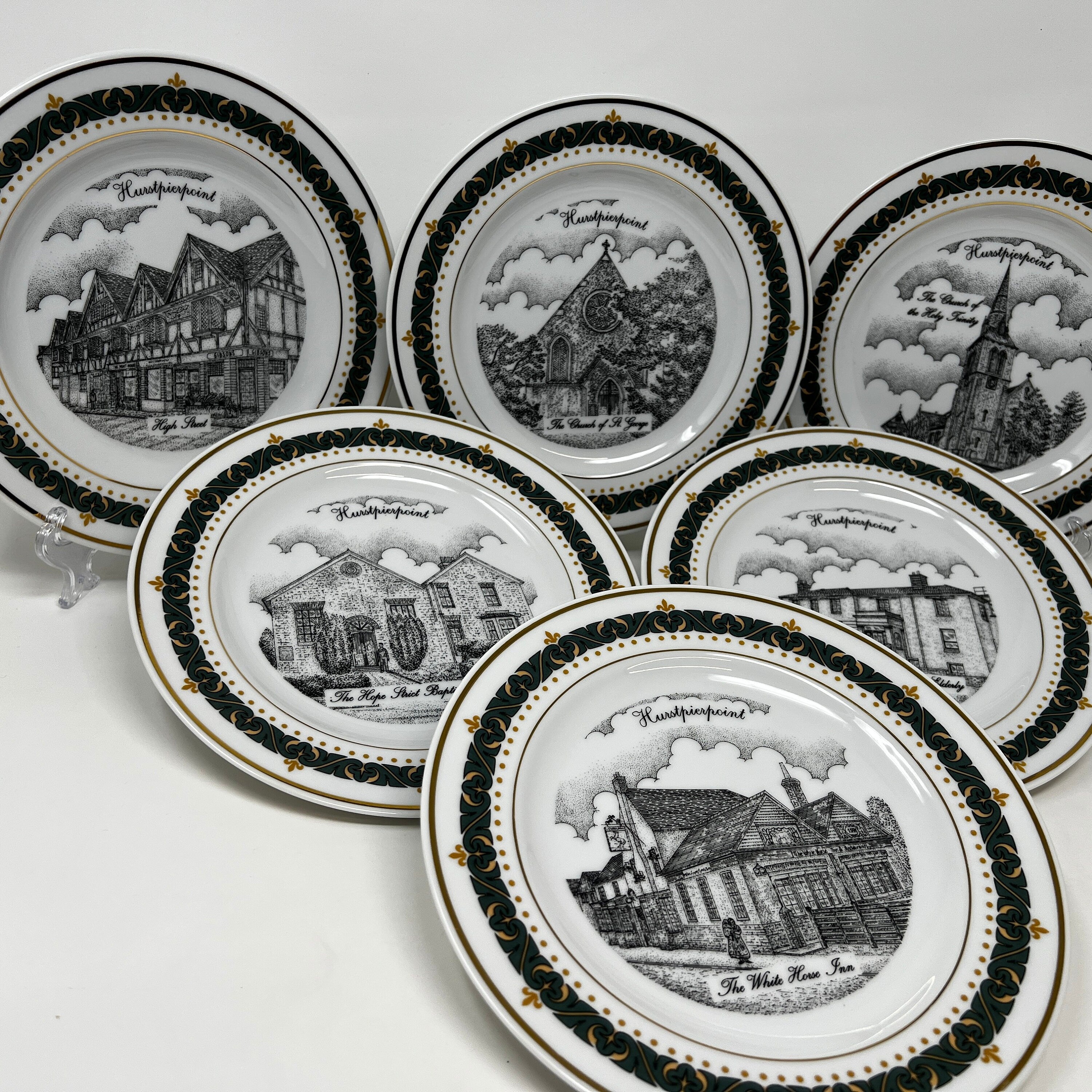 Canterbury Collection Collector Plate, Hurstpierpoint Buildings, 18K Gold Border