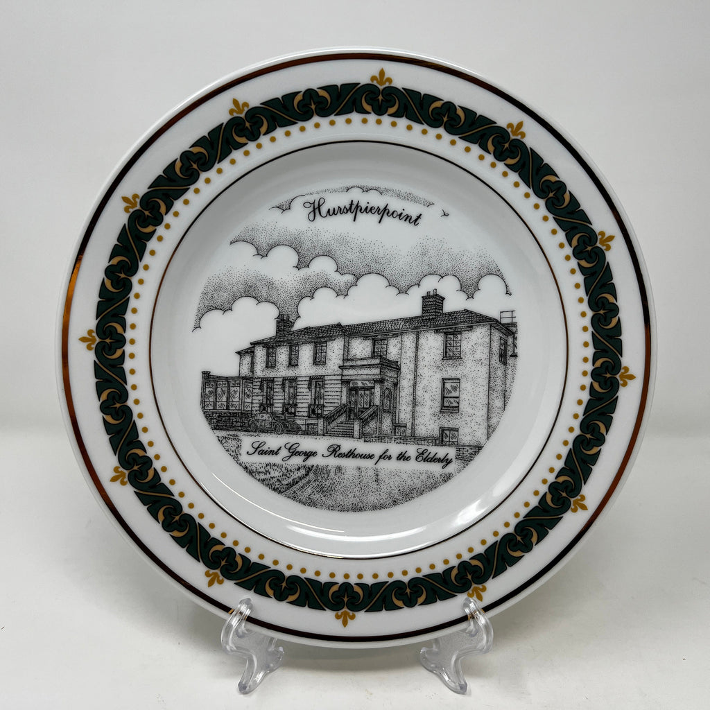 Canterbury Collection Collector Plate, Hurstpierpoint Buildings, 18K Gold Border