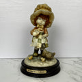 Vintage Anri Style Resin Figurine, Girl Feeding Chickens, The Bond Street Collection