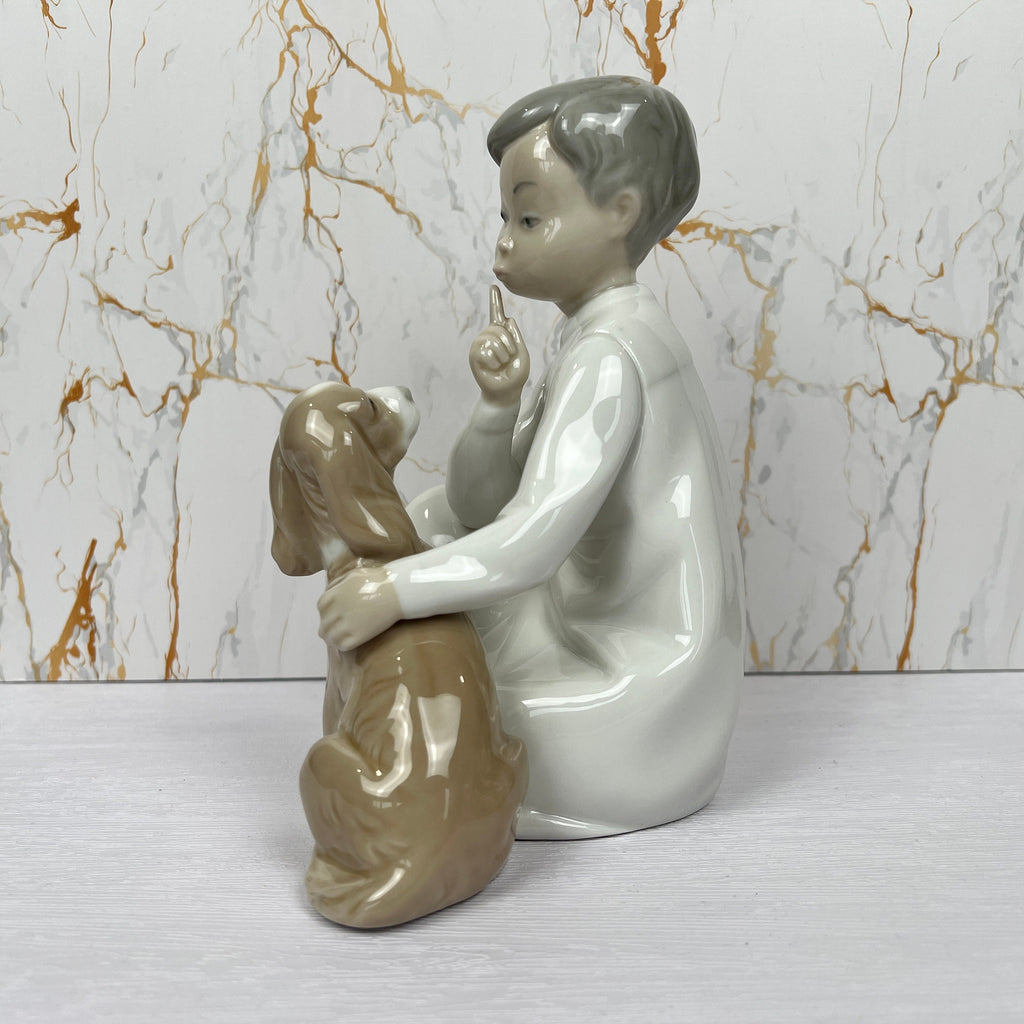 Lladro Porcelain Figurine, Boy with Cocker Spaniel, #4522