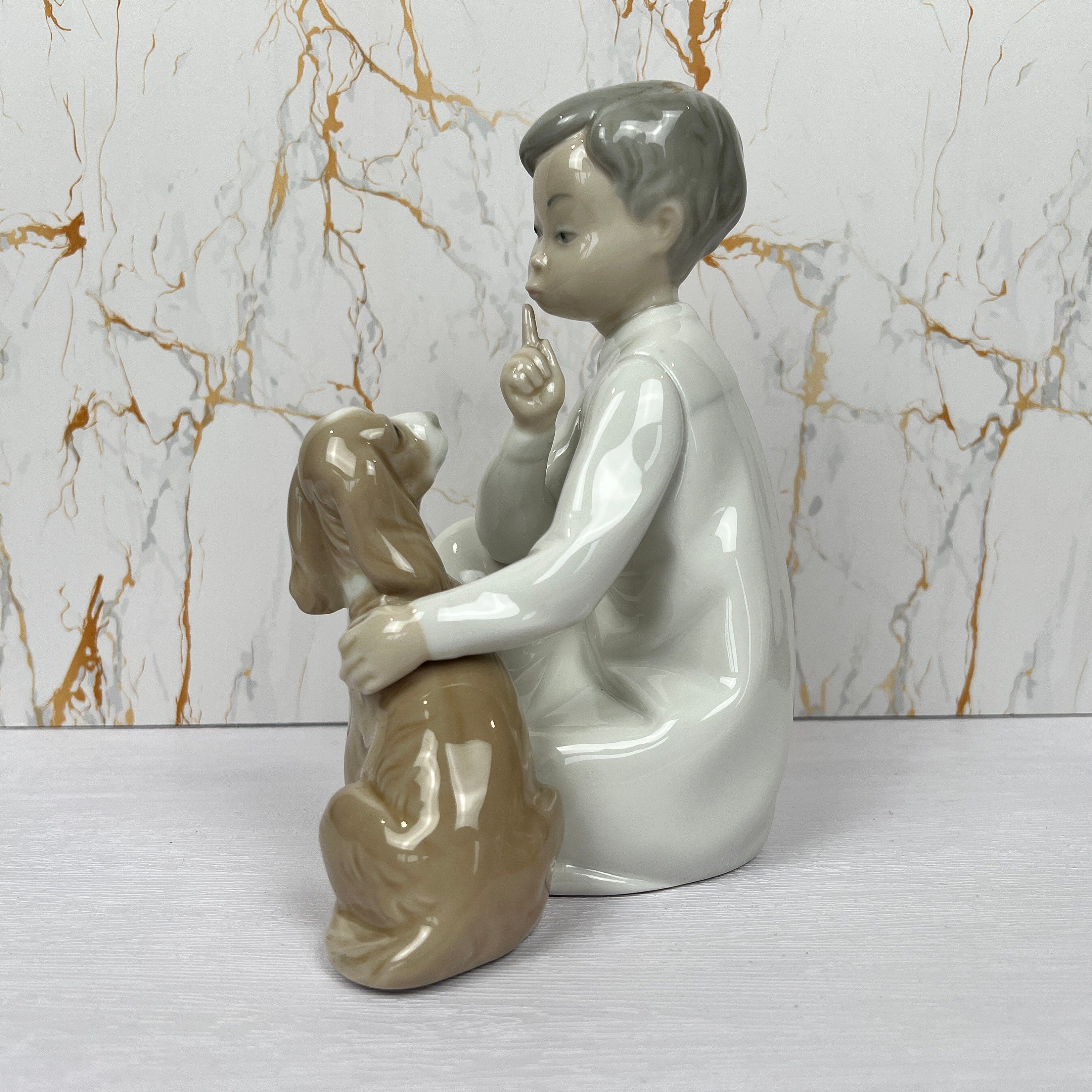 Lladro Porcelain Figurine, Boy with Cocker Spaniel, #4522