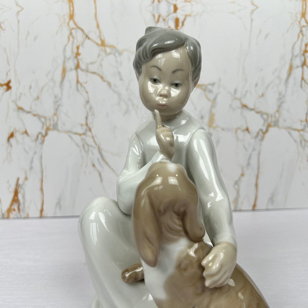 Lladro Porcelain Figurine, Boy with Cocker Spaniel, #4522