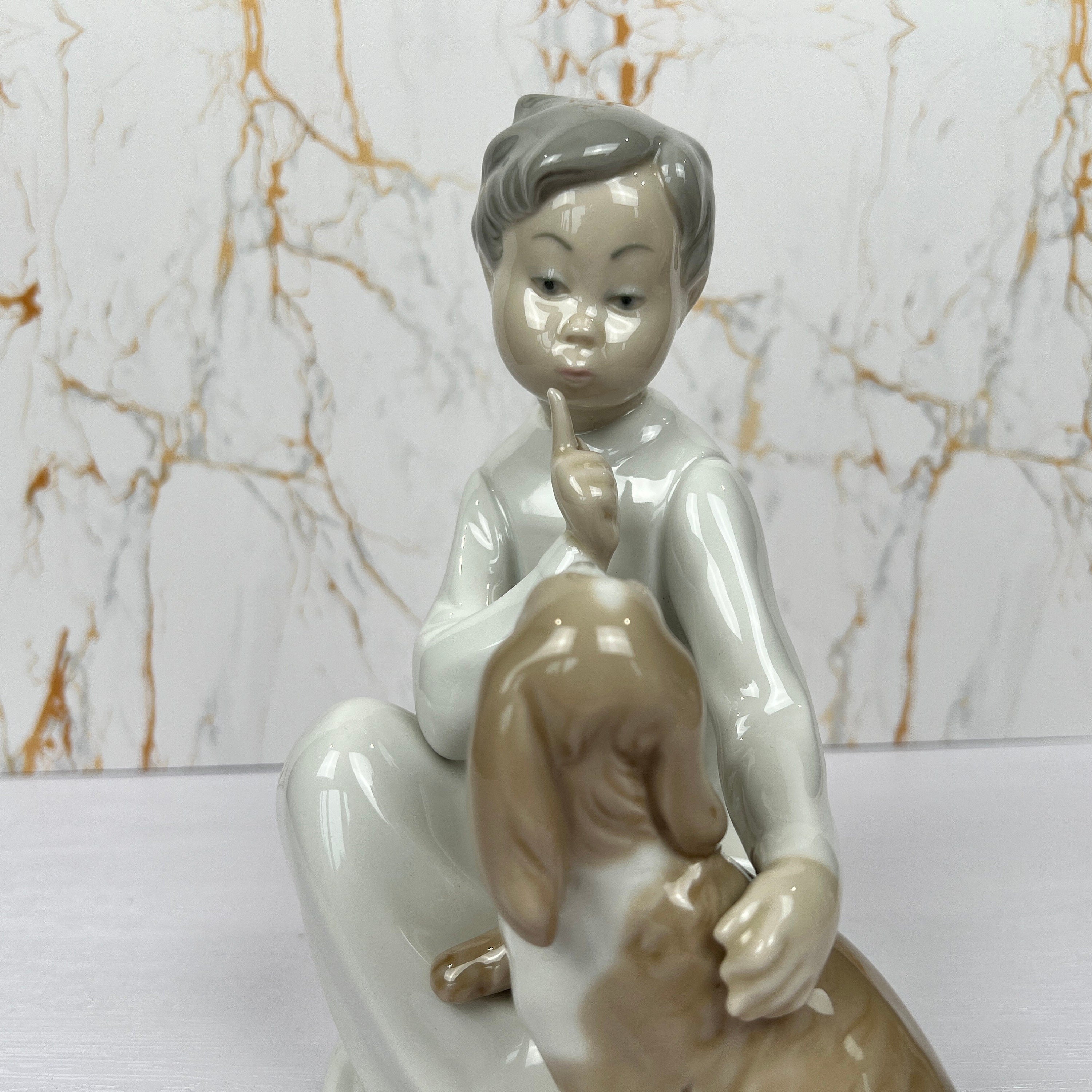 Lladro Porcelain Figurine, Boy with Cocker Spaniel, #4522