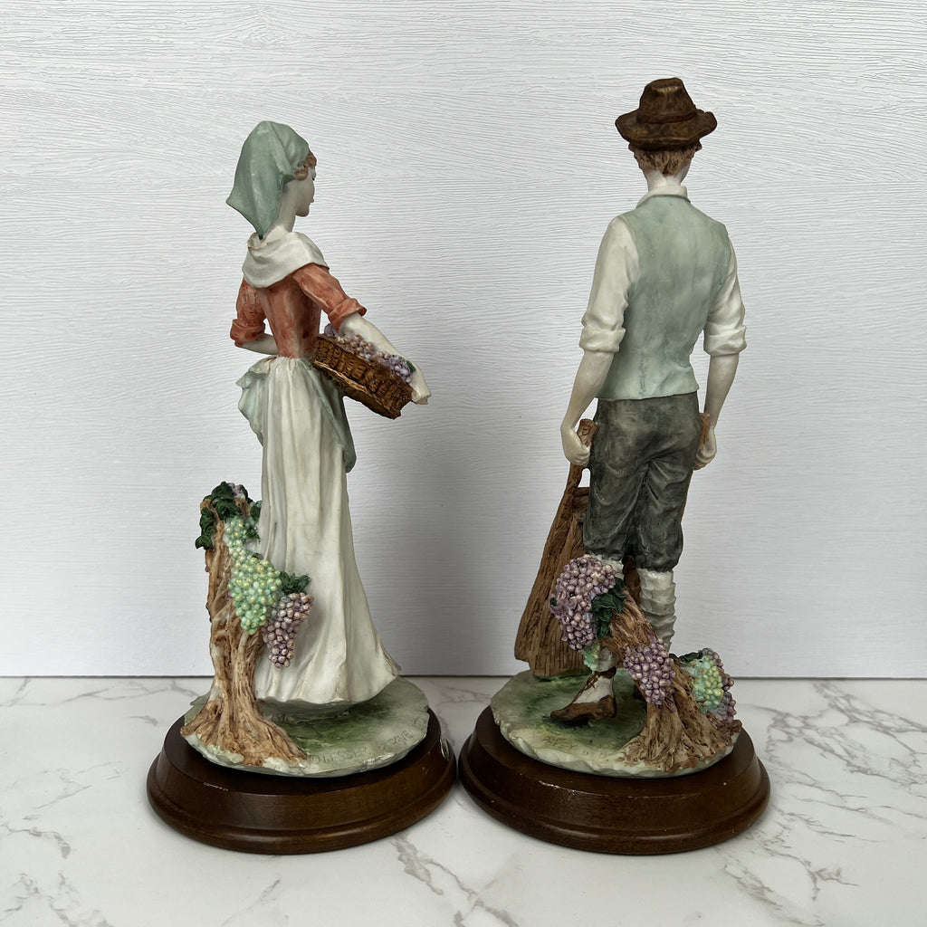 Leonardo Vineyard Pickers Figurines, Man and Woman Resin Statues