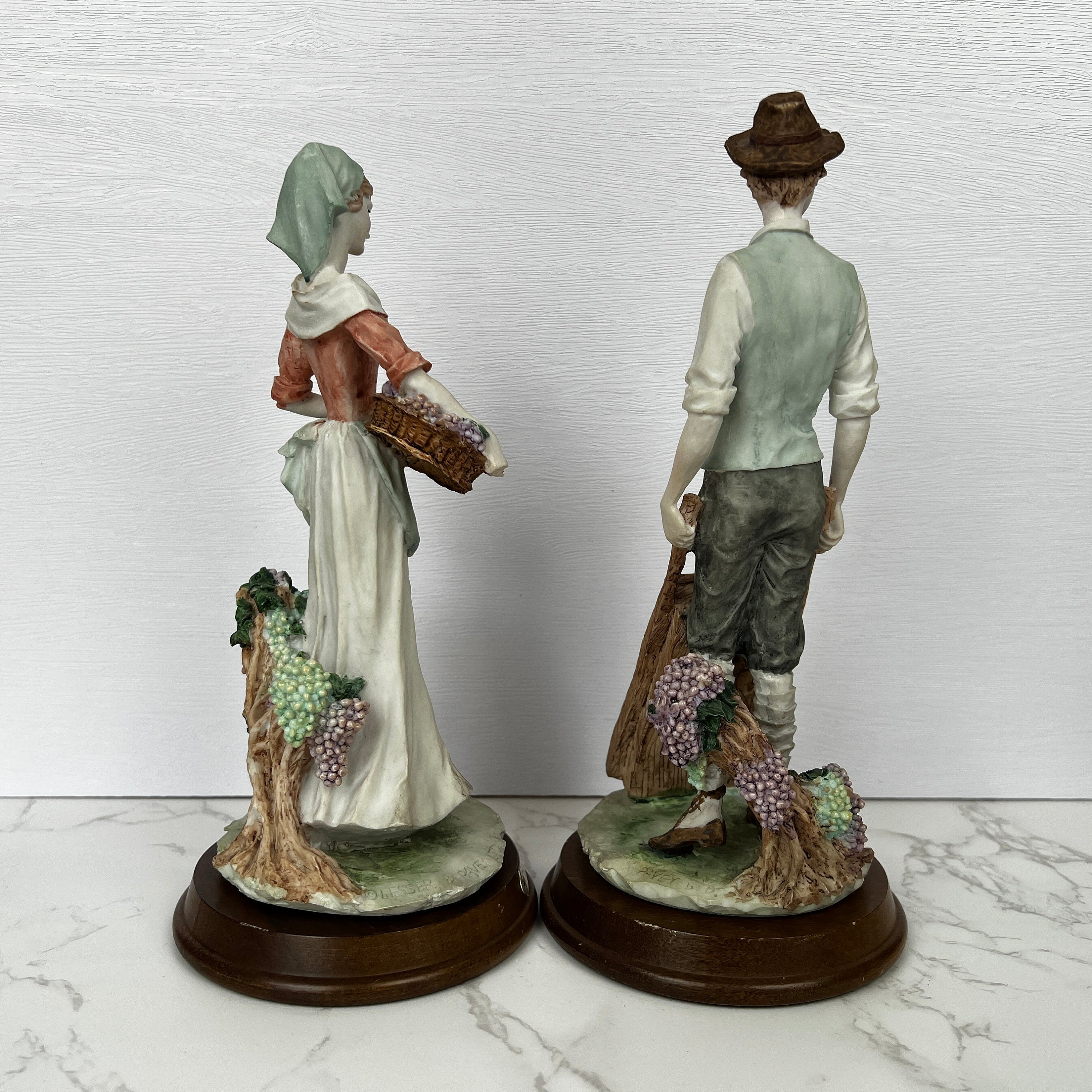 Leonardo Vineyard Pickers Figurines, Man and Woman Resin Statues
