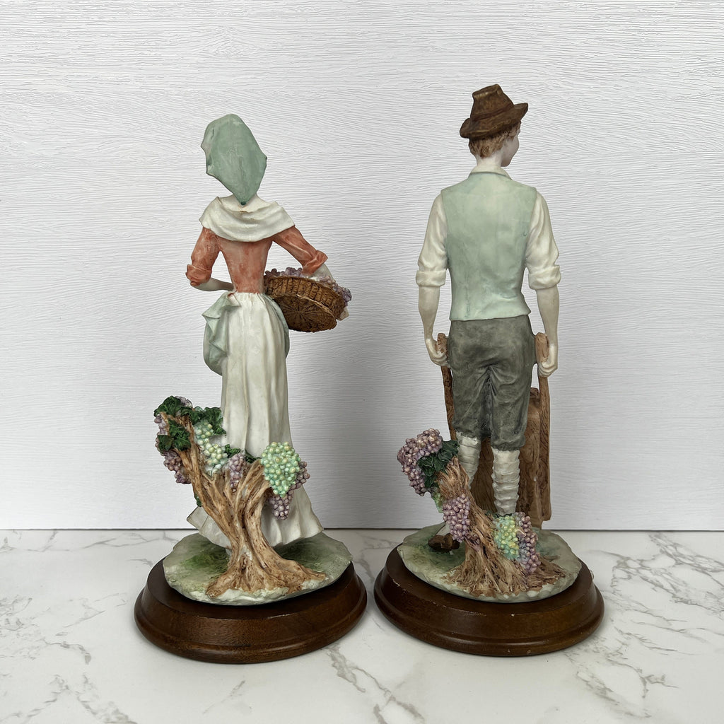 Leonardo Vineyard Pickers Figurines, Man and Woman Resin Statues