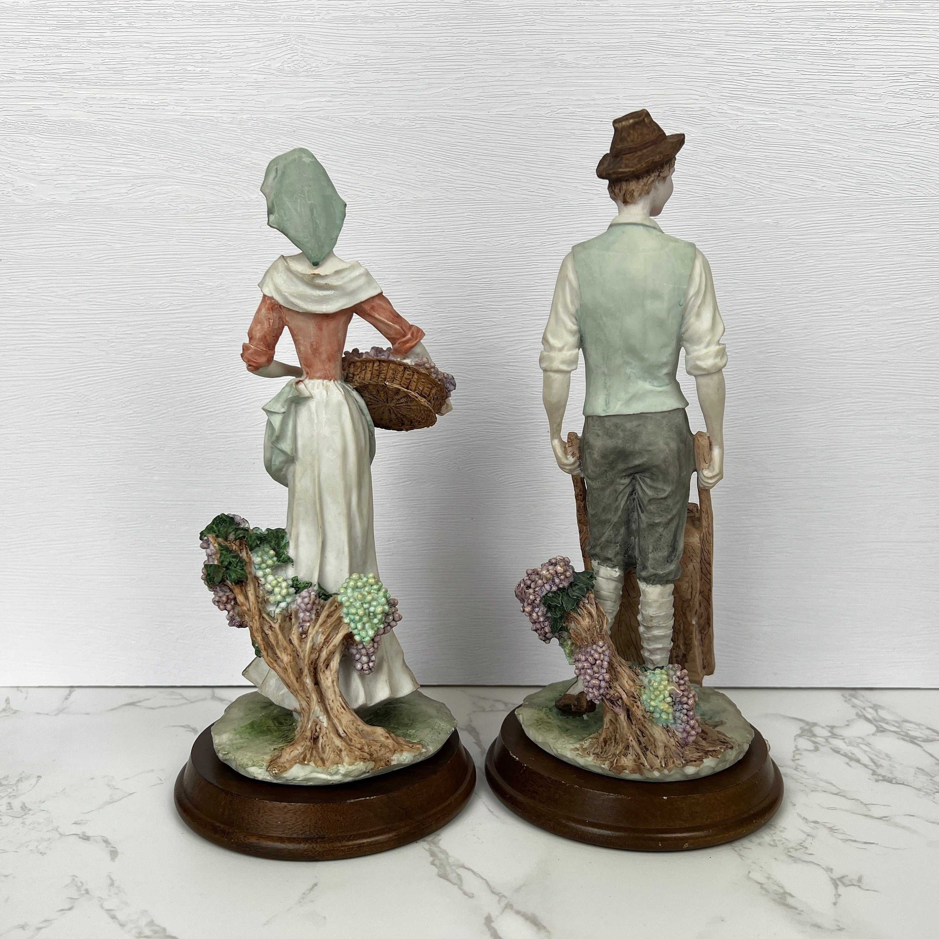 Leonardo Vineyard Pickers Figurines, Man and Woman Resin Statues