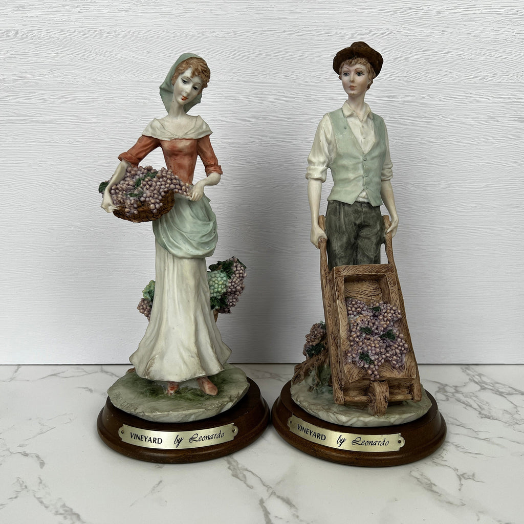 Leonardo Vineyard Pickers Figurines, Man and Woman Resin Statues