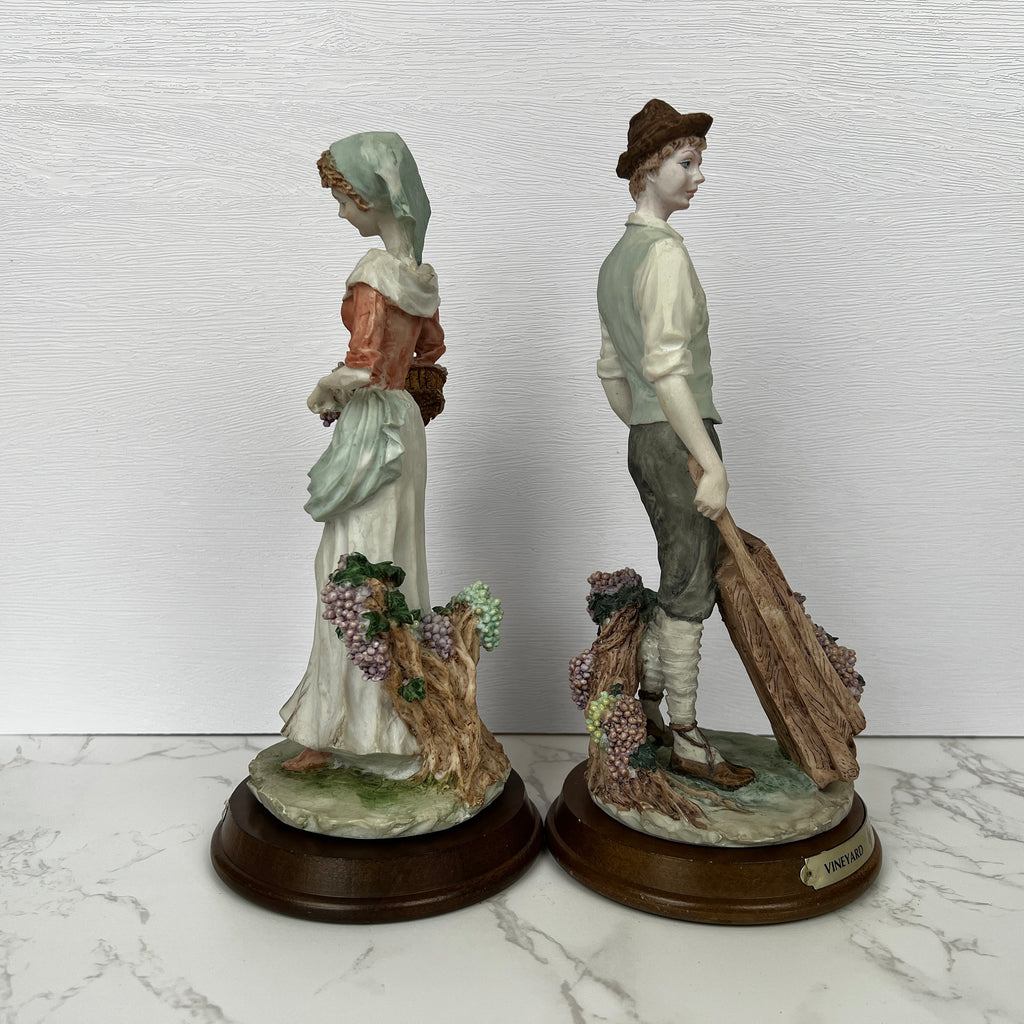 Leonardo Vineyard Pickers Figurines, Man and Woman Resin Statues