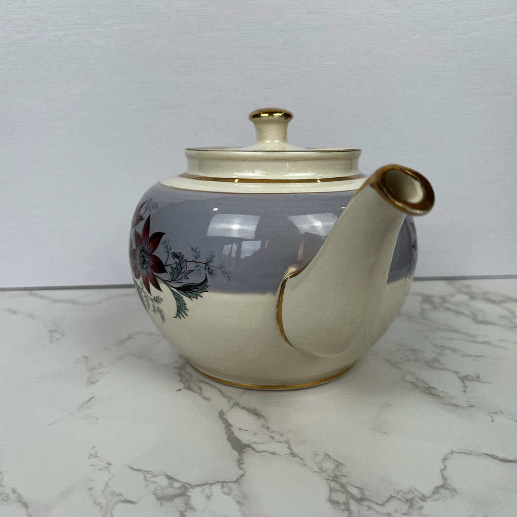Vintage Sadler Teapot, Floral Lilac and Gold, Made in England