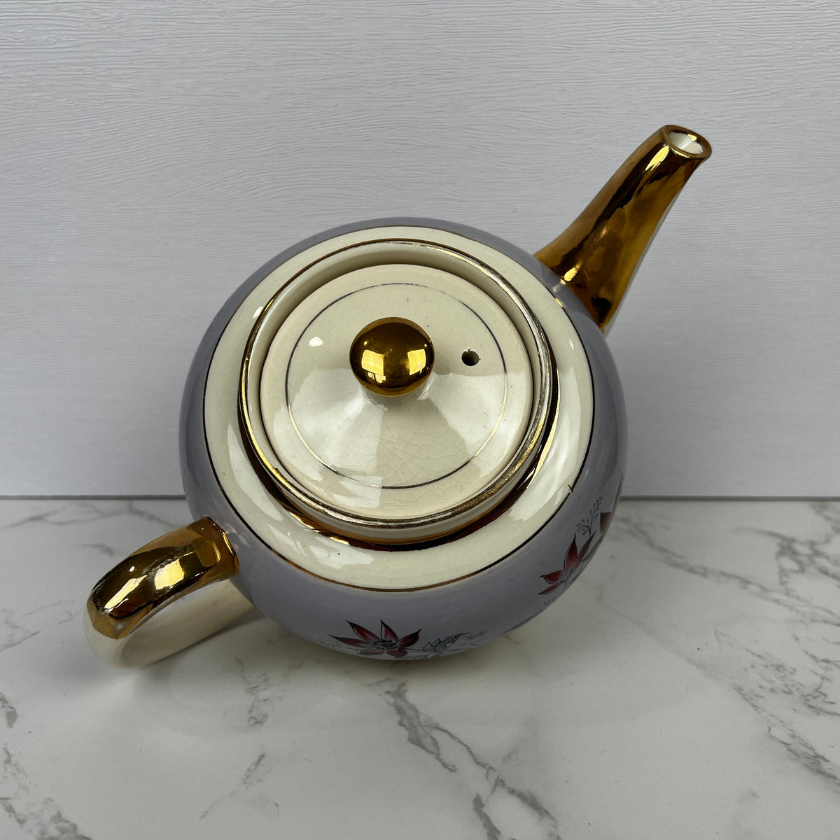 Vintage Sadler Teapot, Floral Lilac and Gold, Made in England