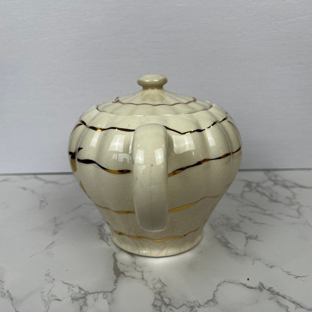 Vintage Sudlows Burslem Rita Teapot, Golden Floral Cream