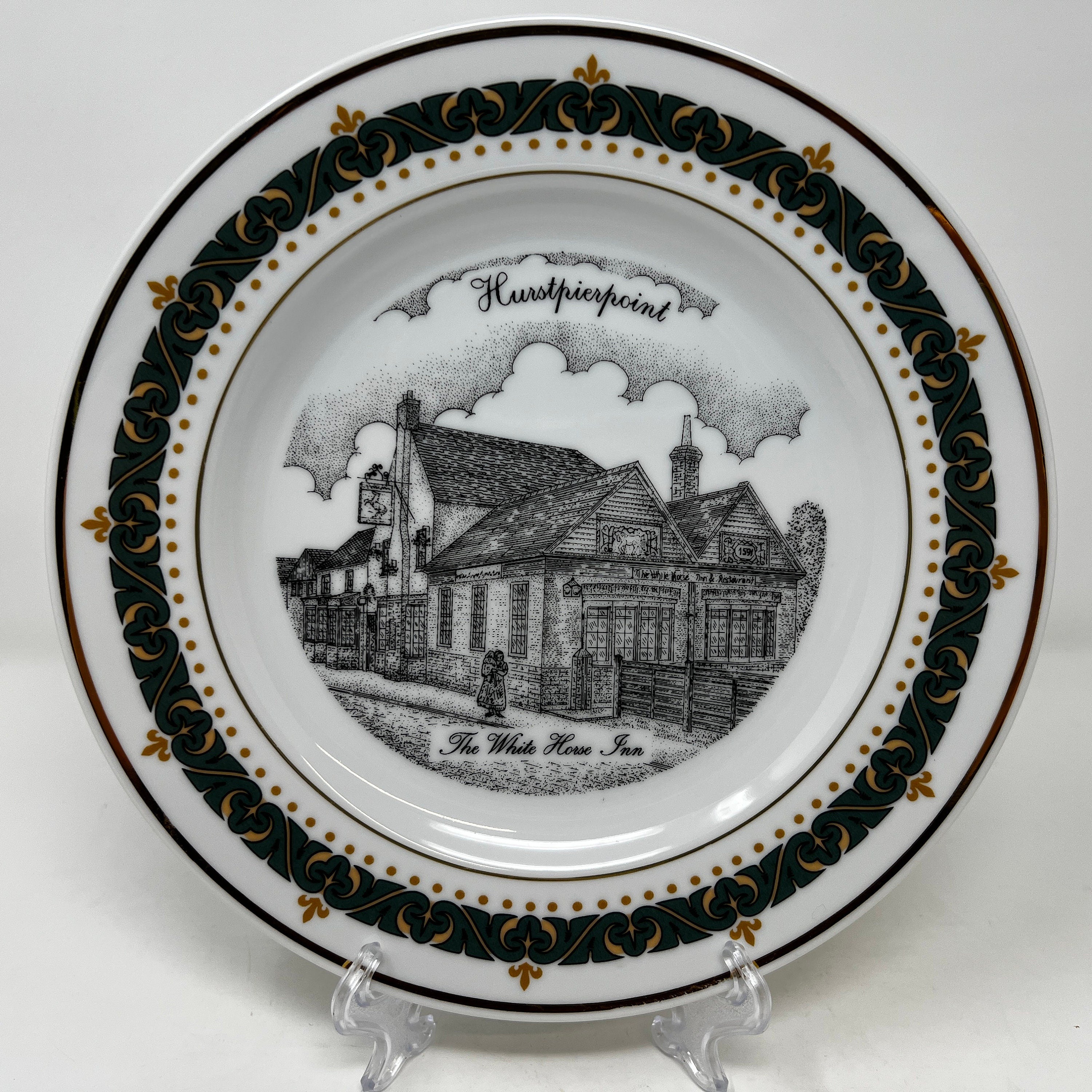 Canterbury Collection Collector Plate, Hurstpierpoint Buildings, 18K Gold Border