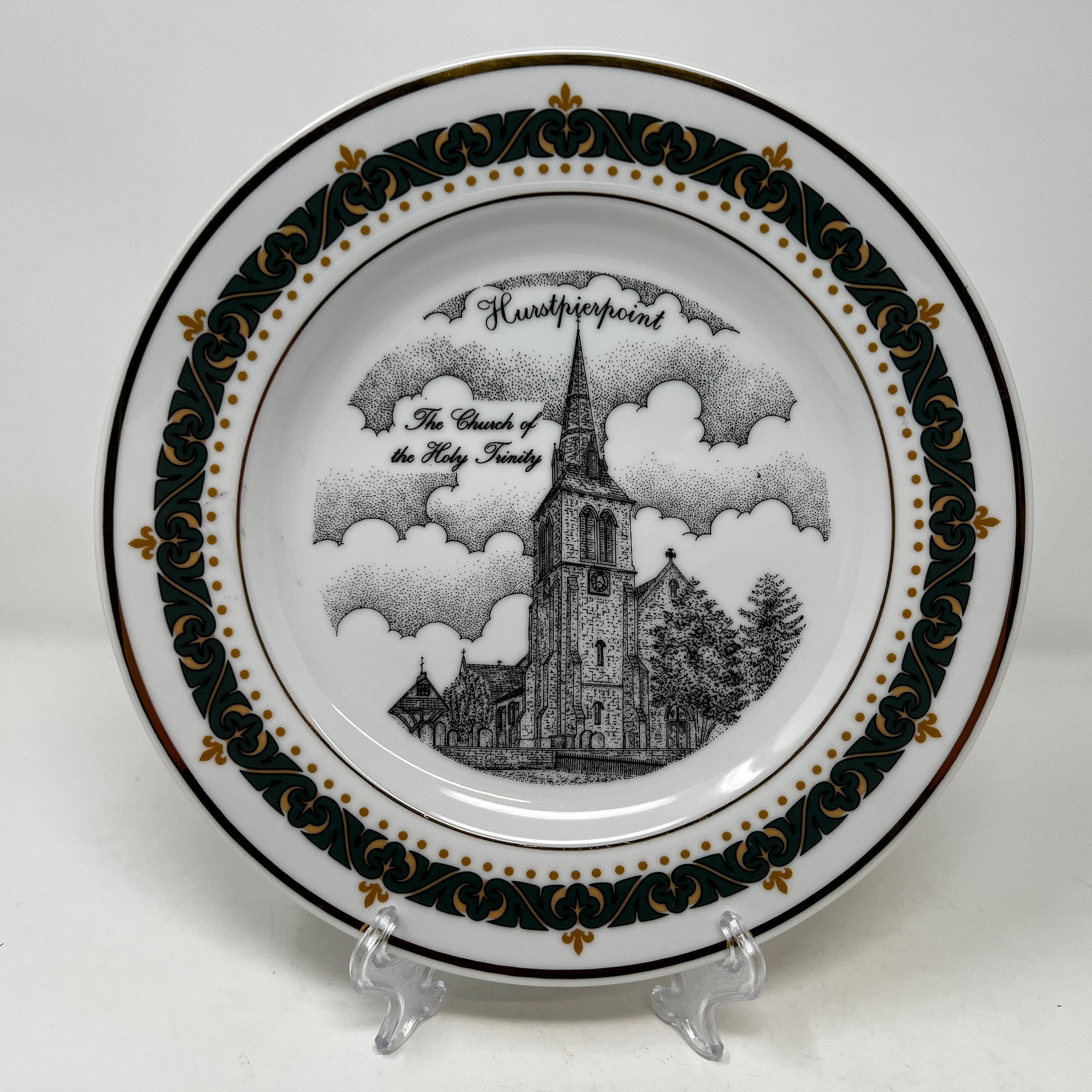 Canterbury Collection Collector Plate, Hurstpierpoint Buildings, 18K Gold Border
