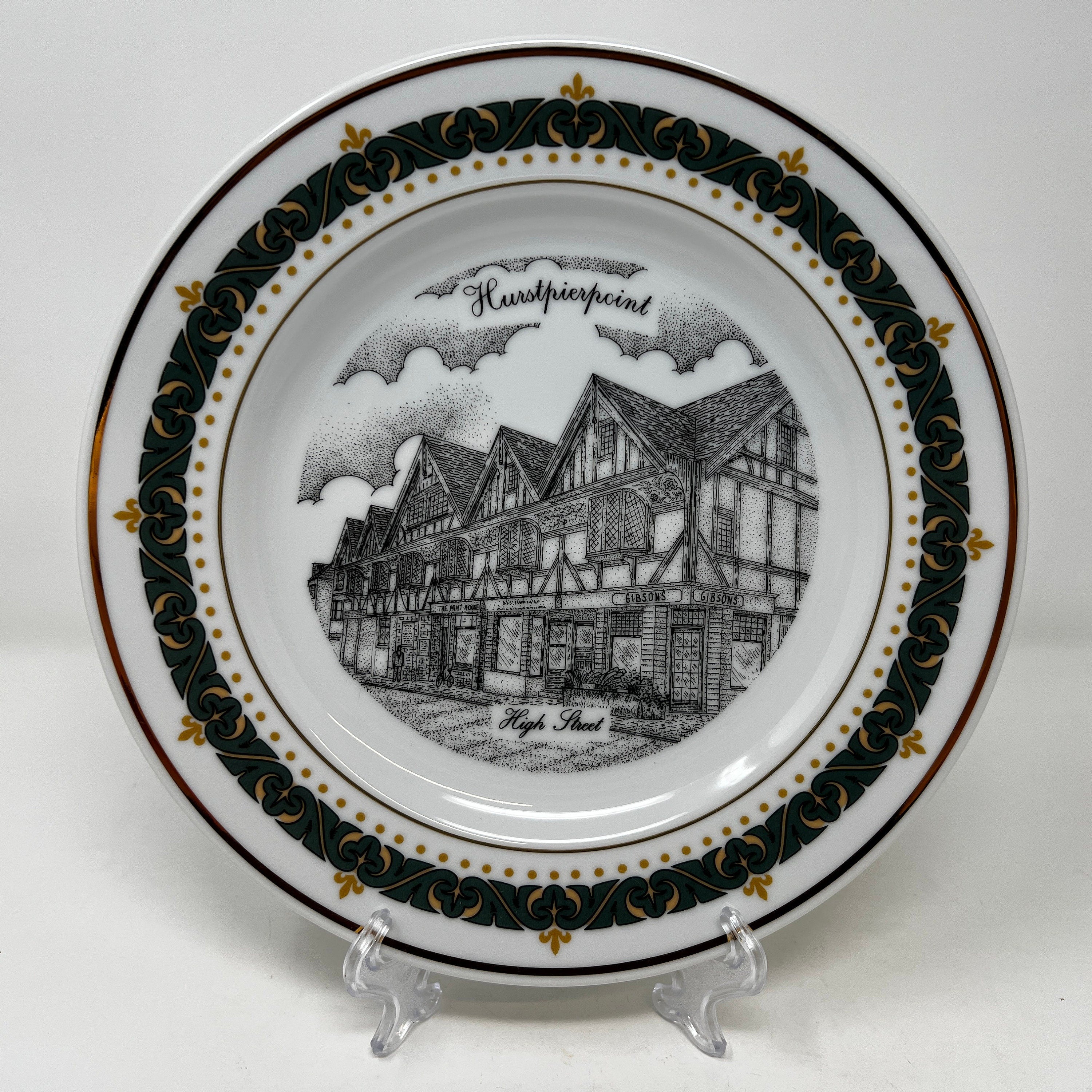 Canterbury Collection Collector Plate, Hurstpierpoint Buildings, 18K Gold Border