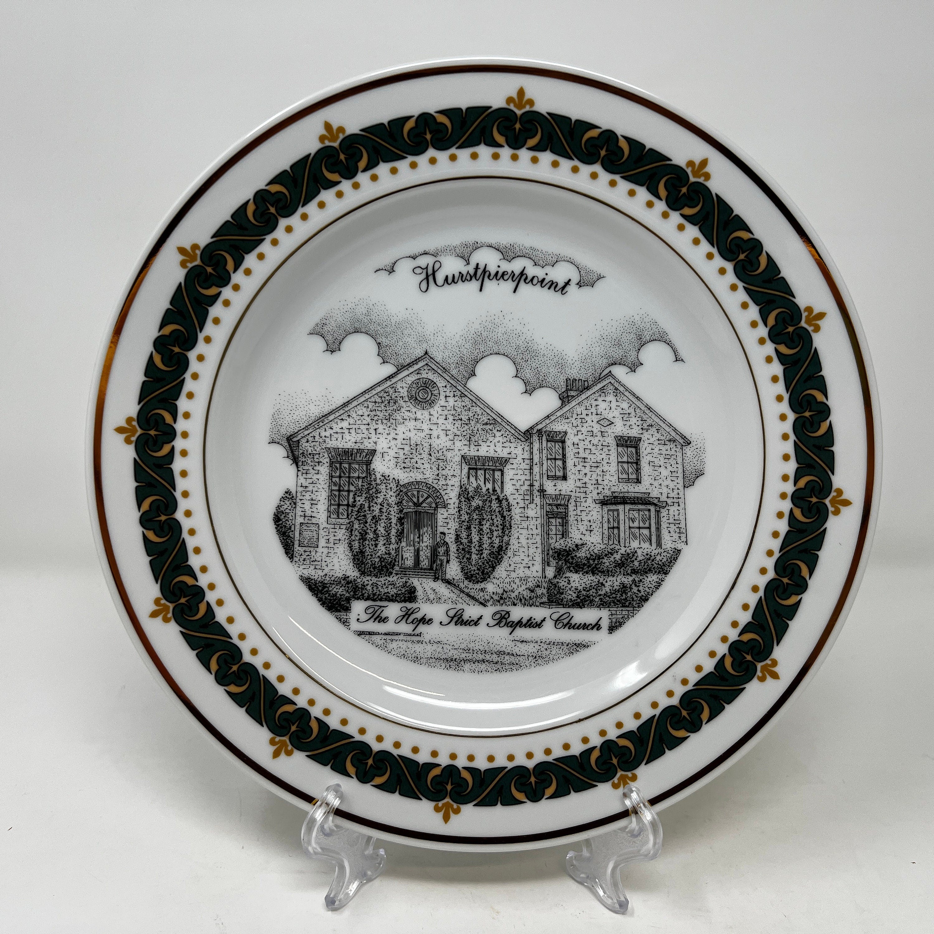 Canterbury Collection Collector Plate, Hurstpierpoint Buildings, 18K Gold Border