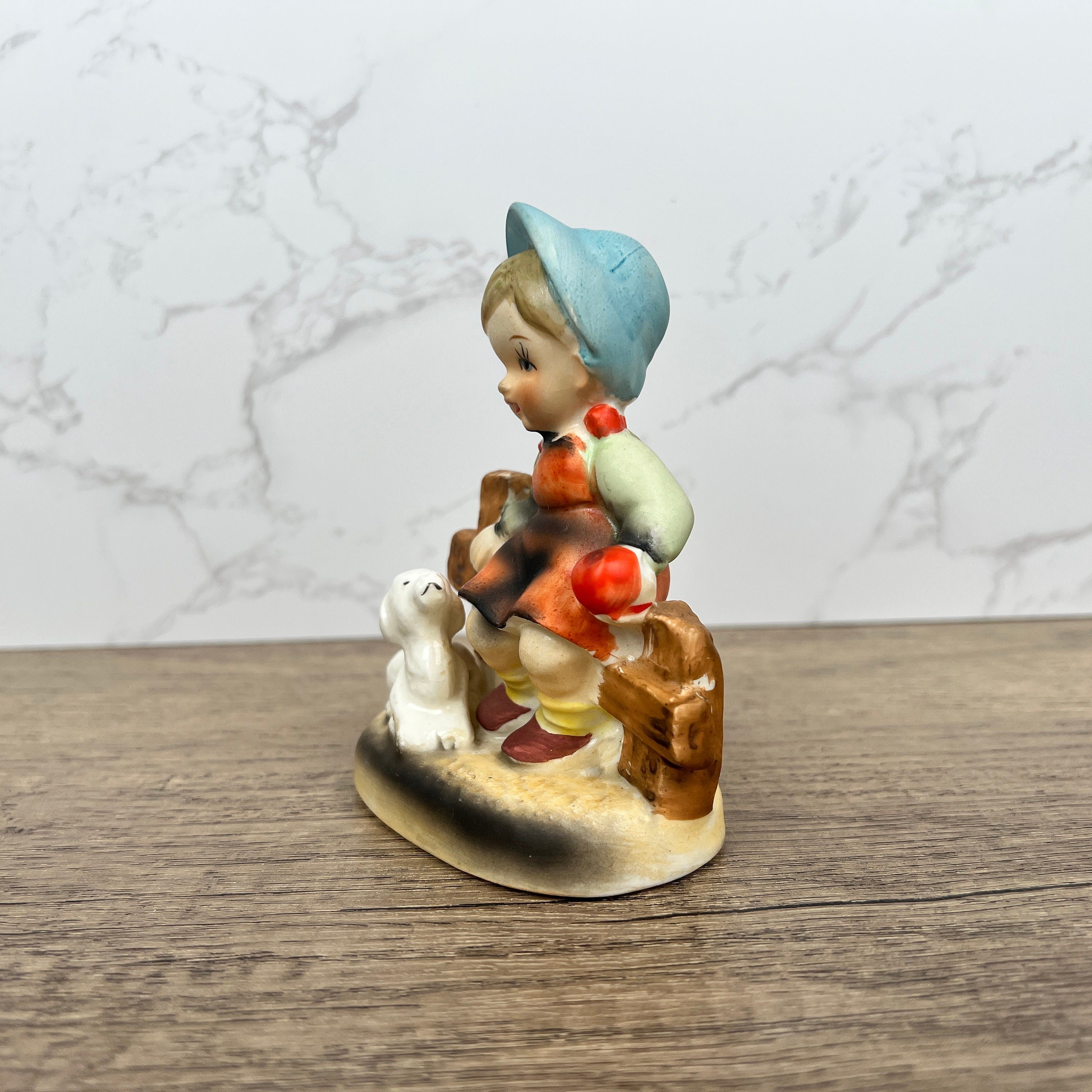 Vintage Hummel Style Girl with Dog Porcelain Figurine