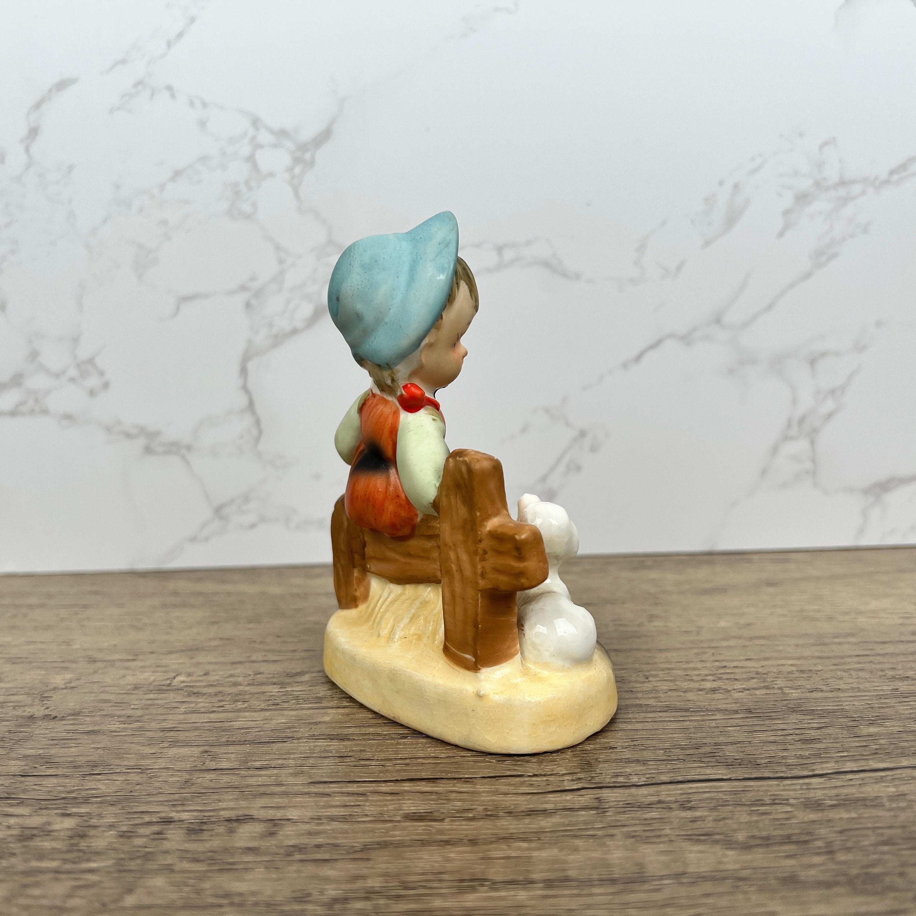 Vintage Hummel Style Girl with Dog Porcelain Figurine