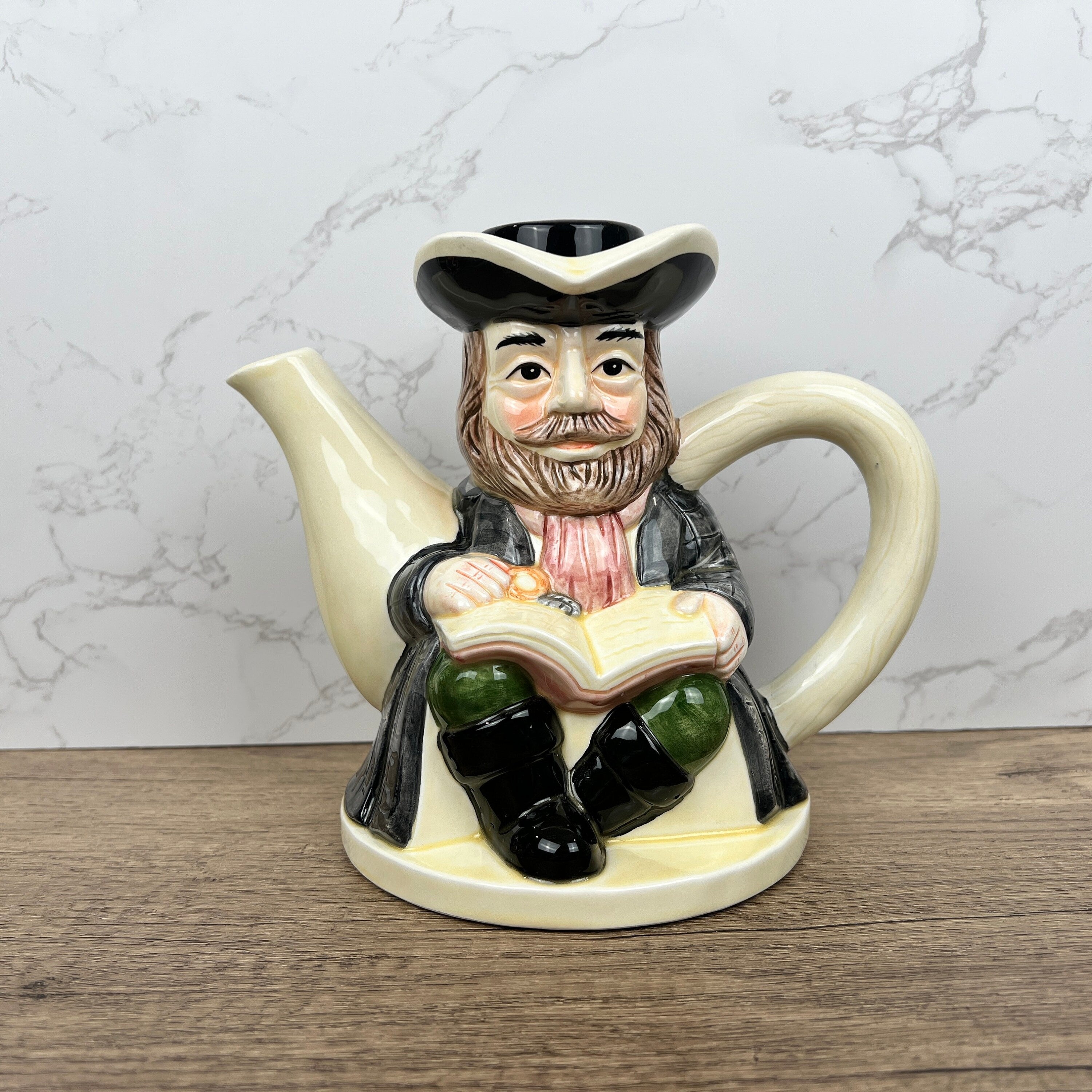 Vintage Porcelain Novelty Character Teapot Collectible, Similar Staffordshire Tony Wood, Collectors Ornament, Housewarming Gifts