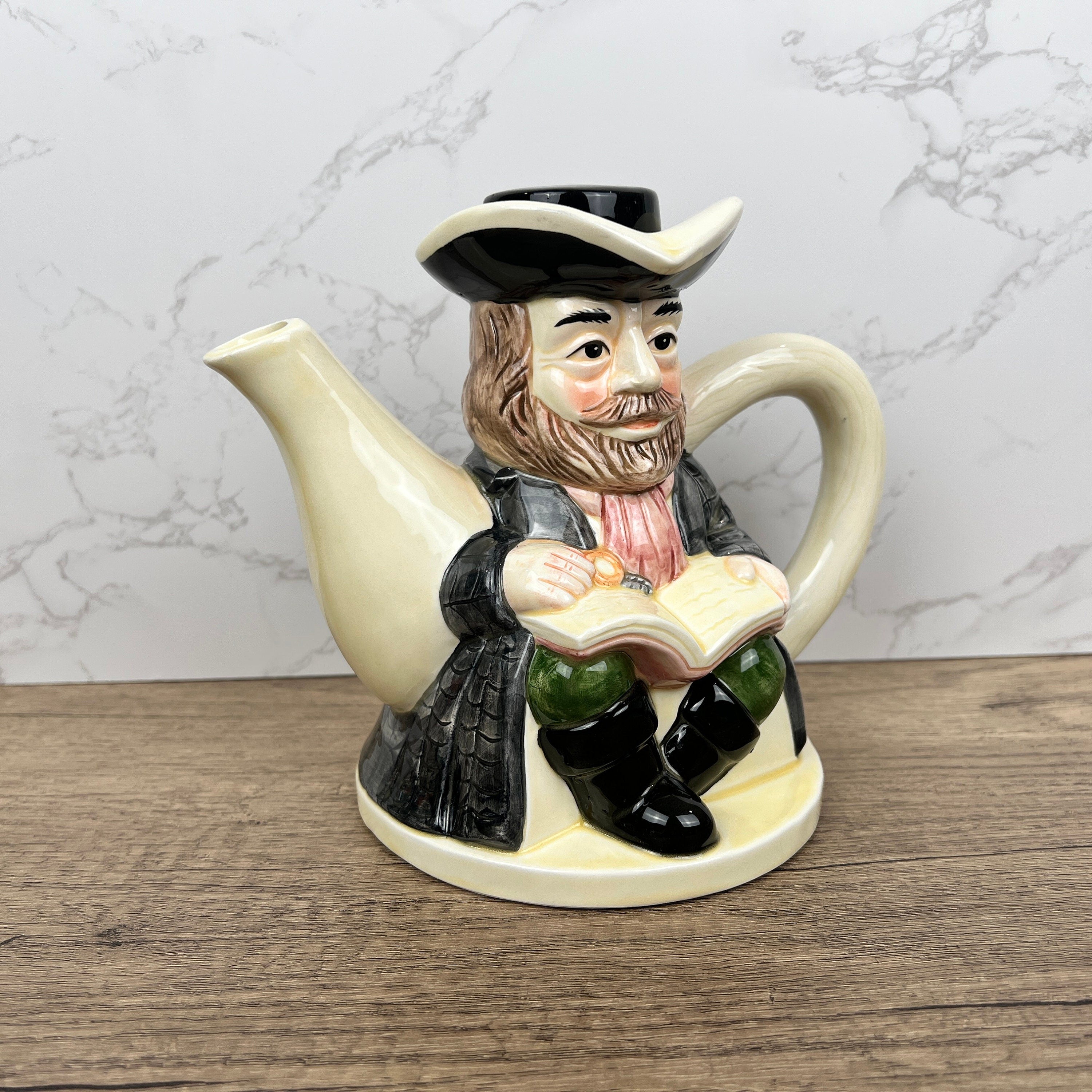 Vintage Porcelain Novelty Character Teapot Collectible, Similar Staffordshire Tony Wood, Collectors Ornament, Housewarming Gifts