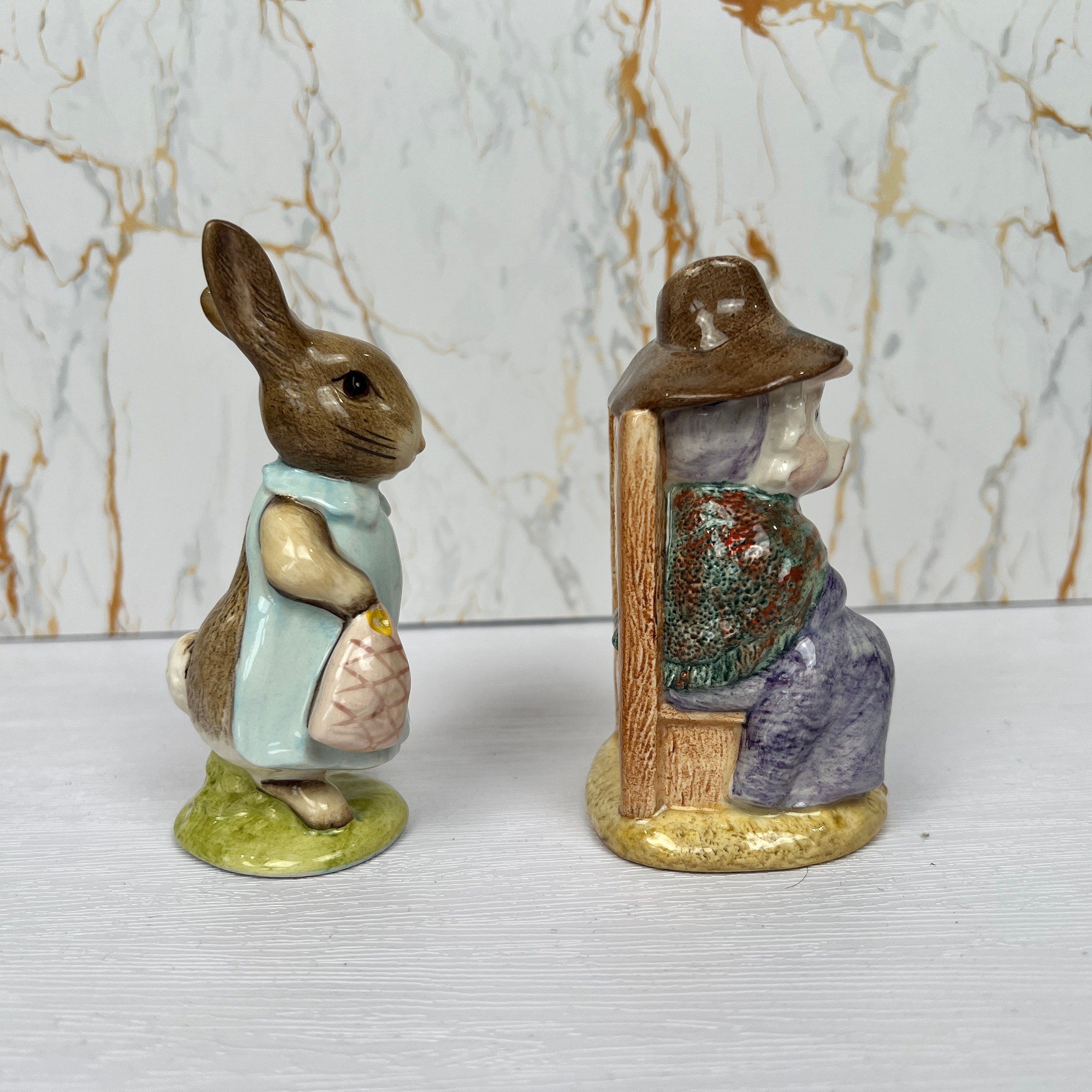 Beatrix Potter Figurines - Mrs. Flopsy Bunny & Pig, Royal Doulton Beswick