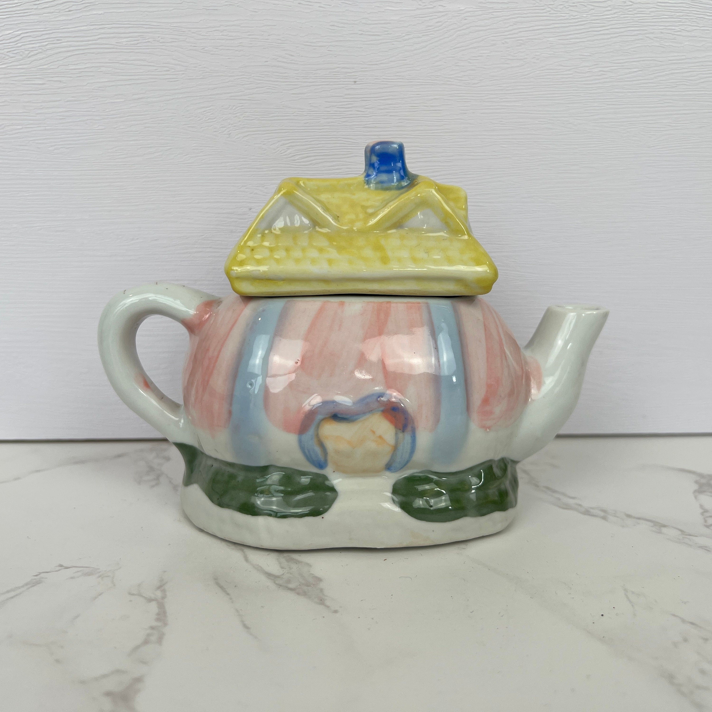 Small Porcelain Teapots, Miniature House Teapot, Sewing Machine Teapot, Vintage Kitchen Decor Collection