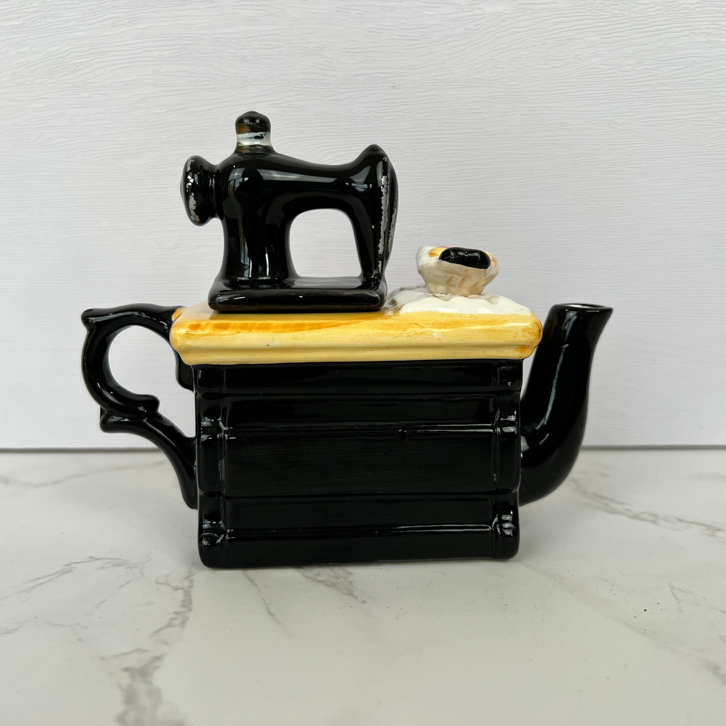 Small Porcelain Teapots, Miniature House Teapot, Sewing Machine Teapot, Vintage Kitchen Decor Collection