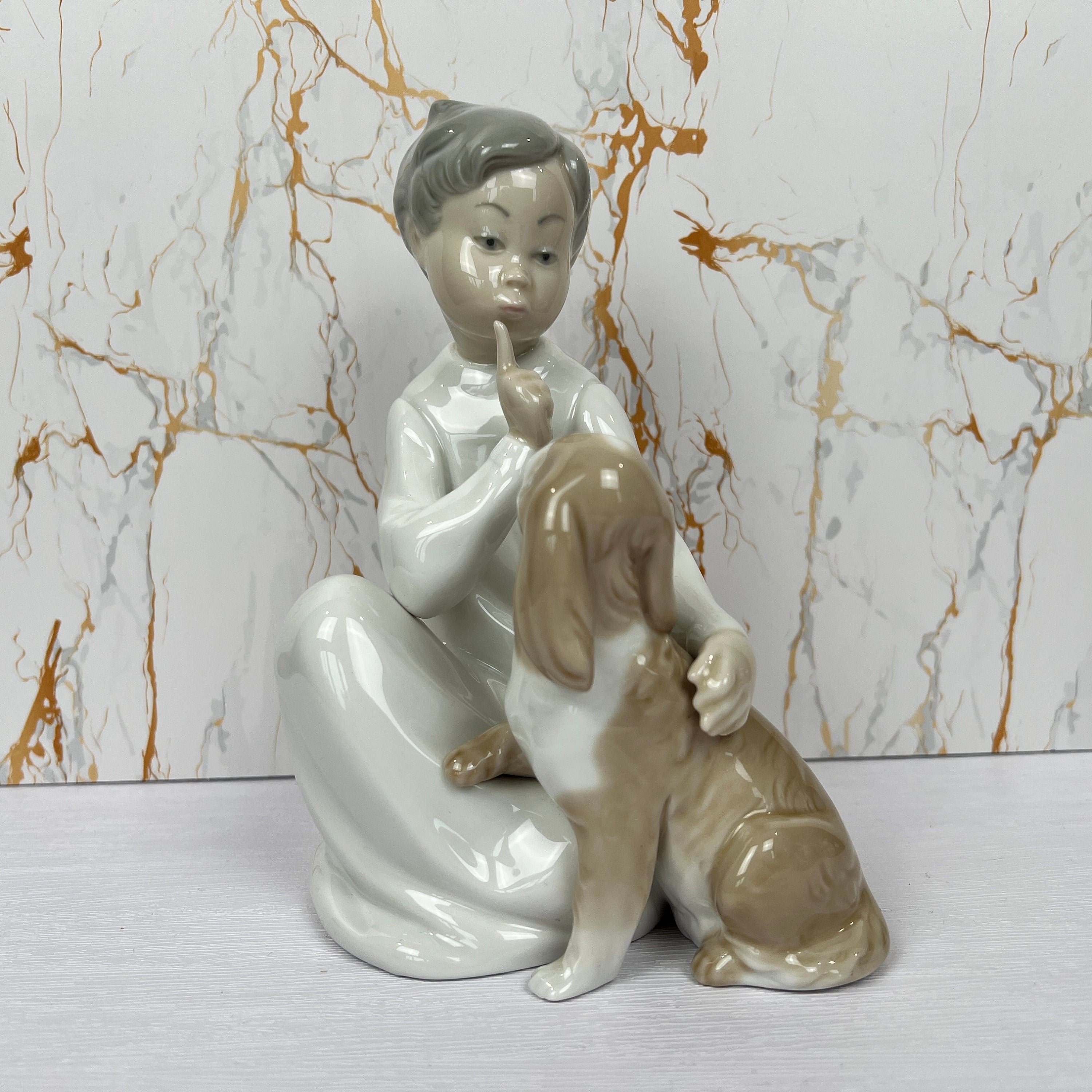 Lladro Porcelain Figurine, Boy with Cocker Spaniel, #4522