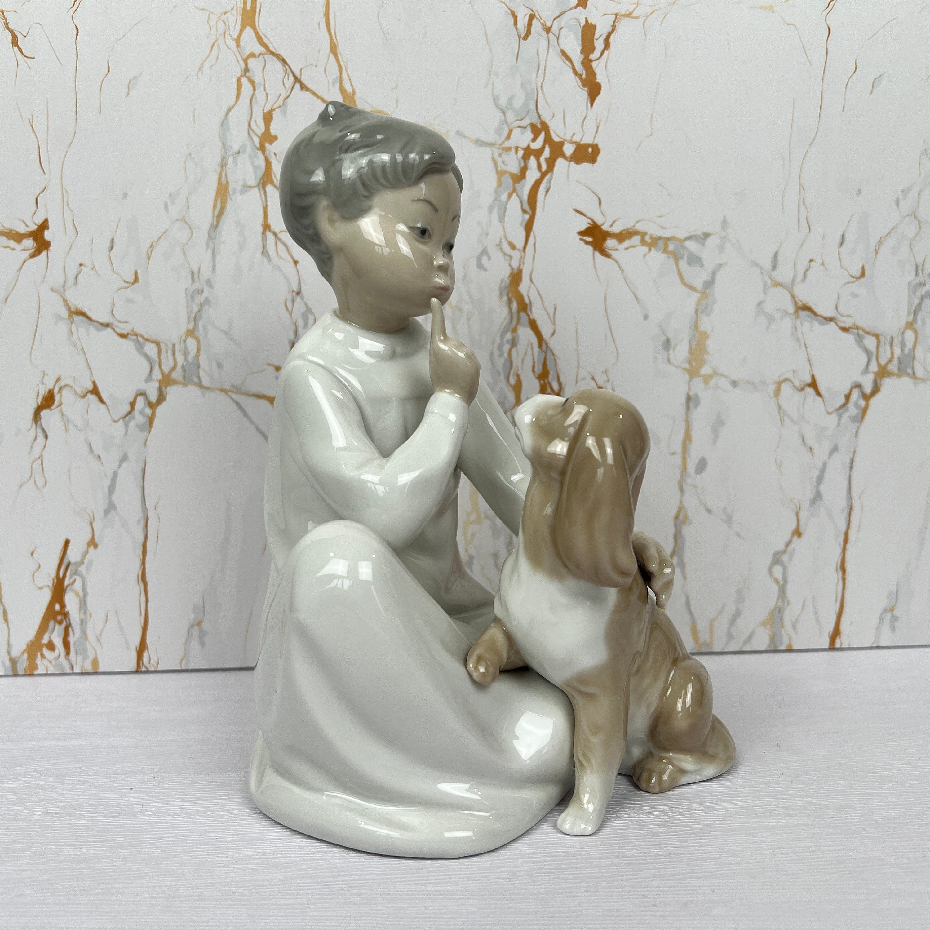 Lladro Porcelain Figurine, Boy with Cocker Spaniel, #4522